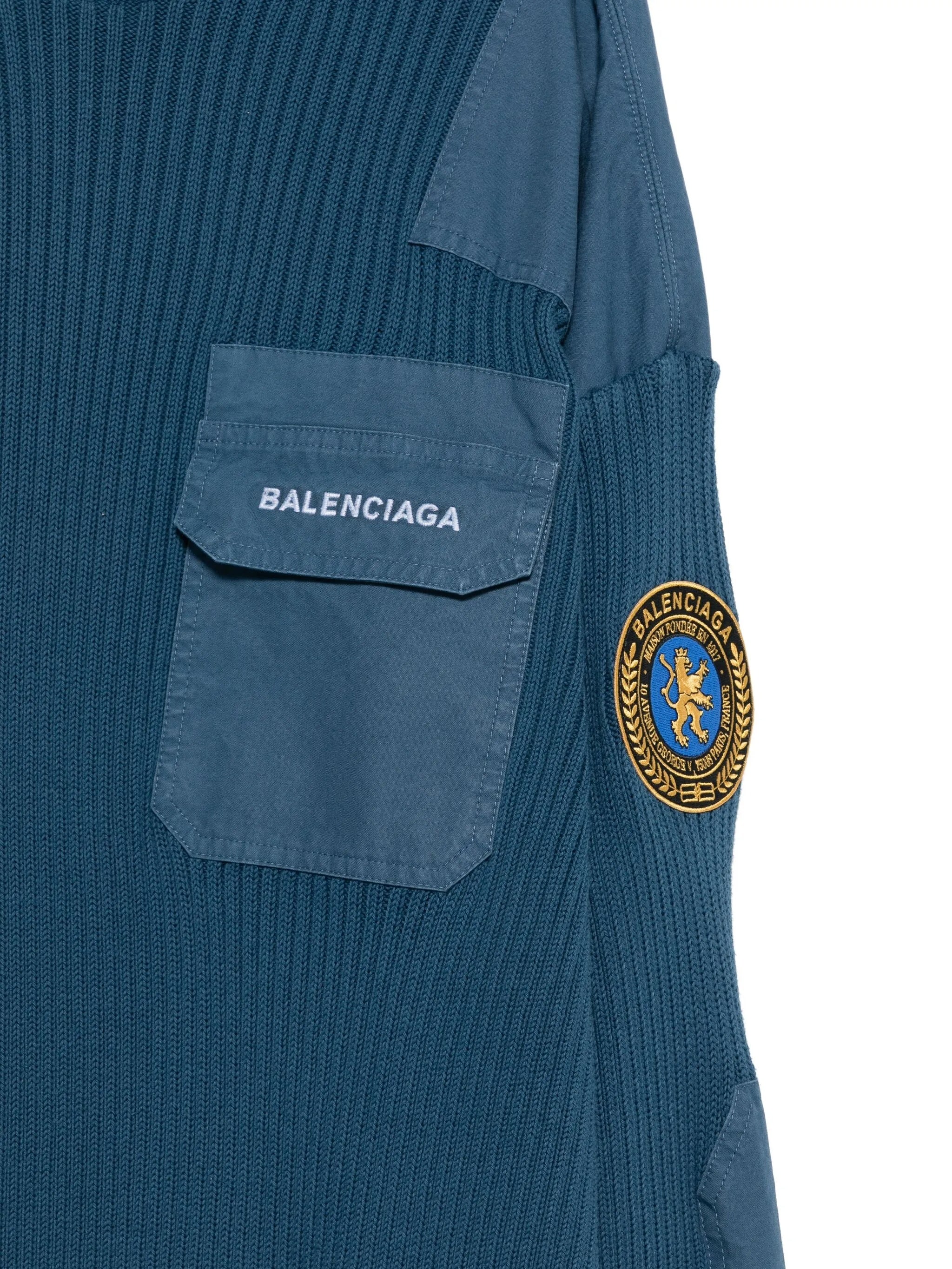 BALENCIAGA Uniform Patch Crew Neck Jumper - Men