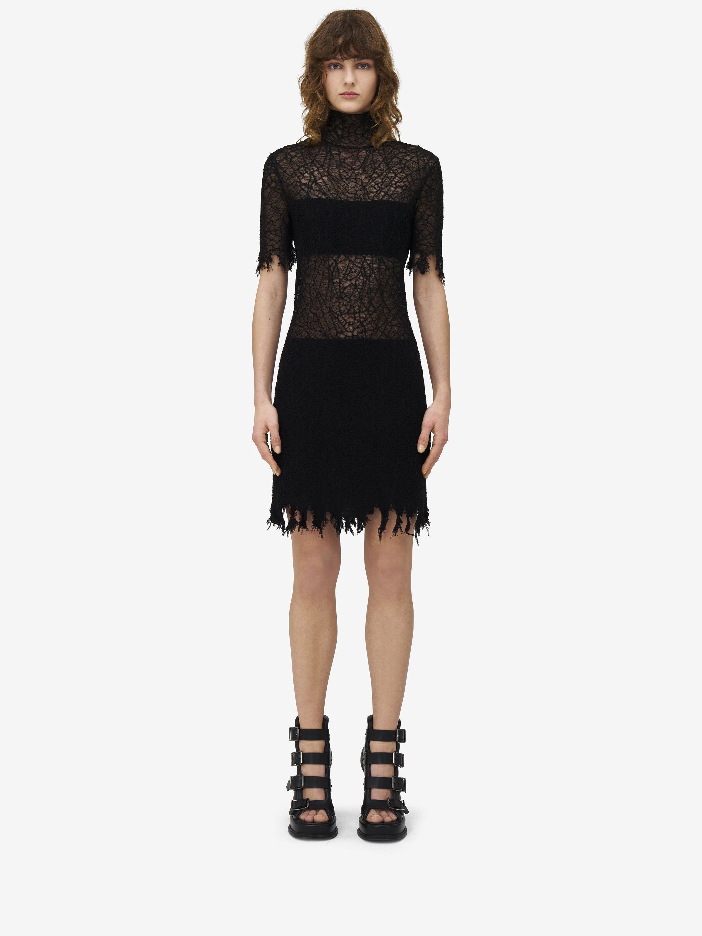 ALEXANDER MCQUEEN Elegant High Neck Mini Dress