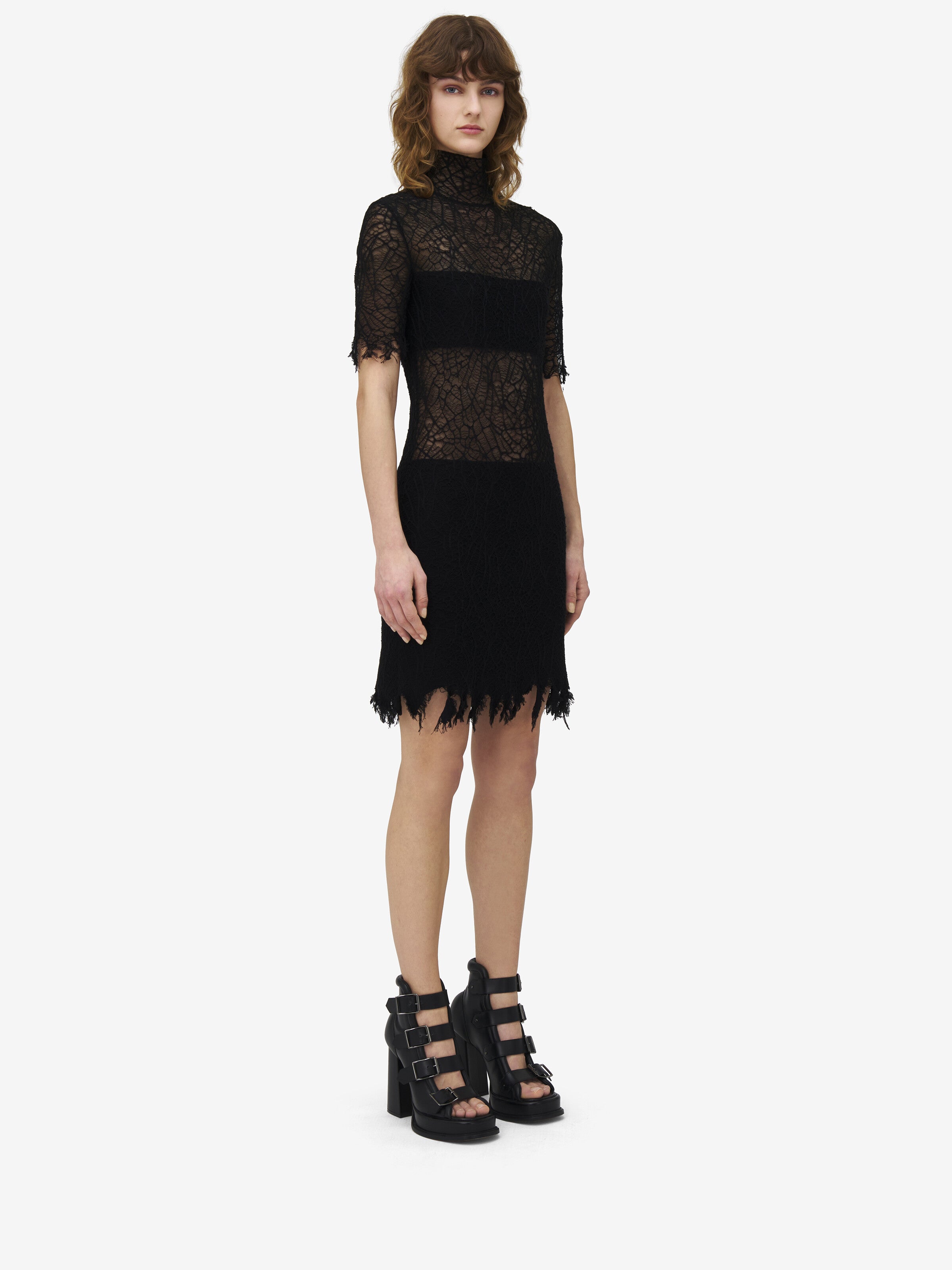 ALEXANDER MCQUEEN Elegant High Neck Mini Dress