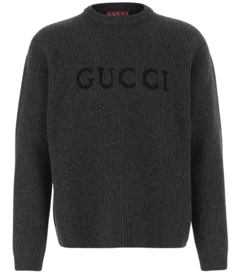 GUCCI Ribbed Sweater with Embroidered Logo