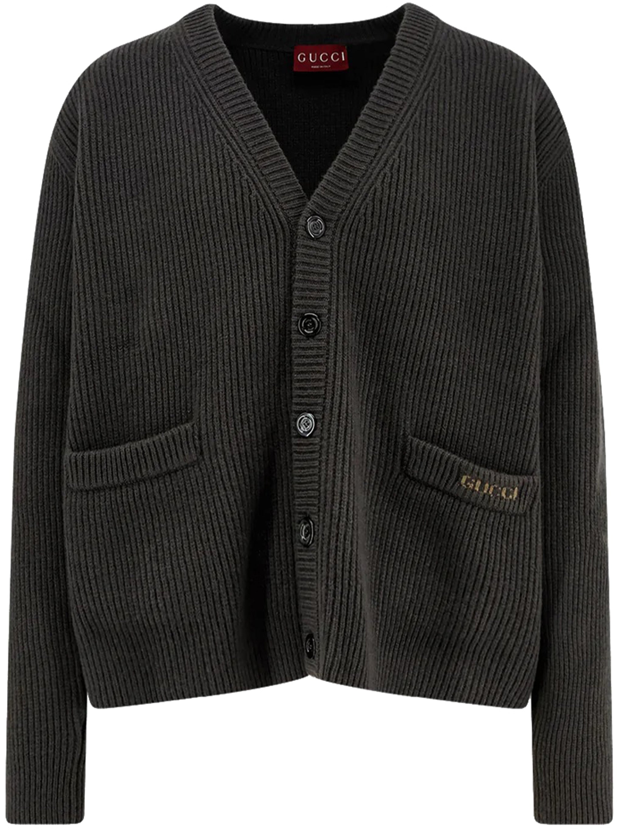 GUCCI Men's Wool and Cashmere Blend Cardigan - Military Style