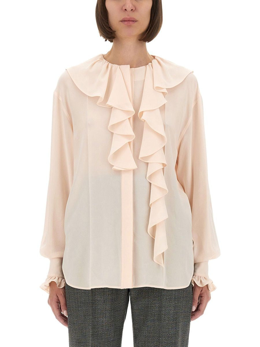 ALEXANDER MCQUEEN Ruffled Silk Shirt - Size 40 IT