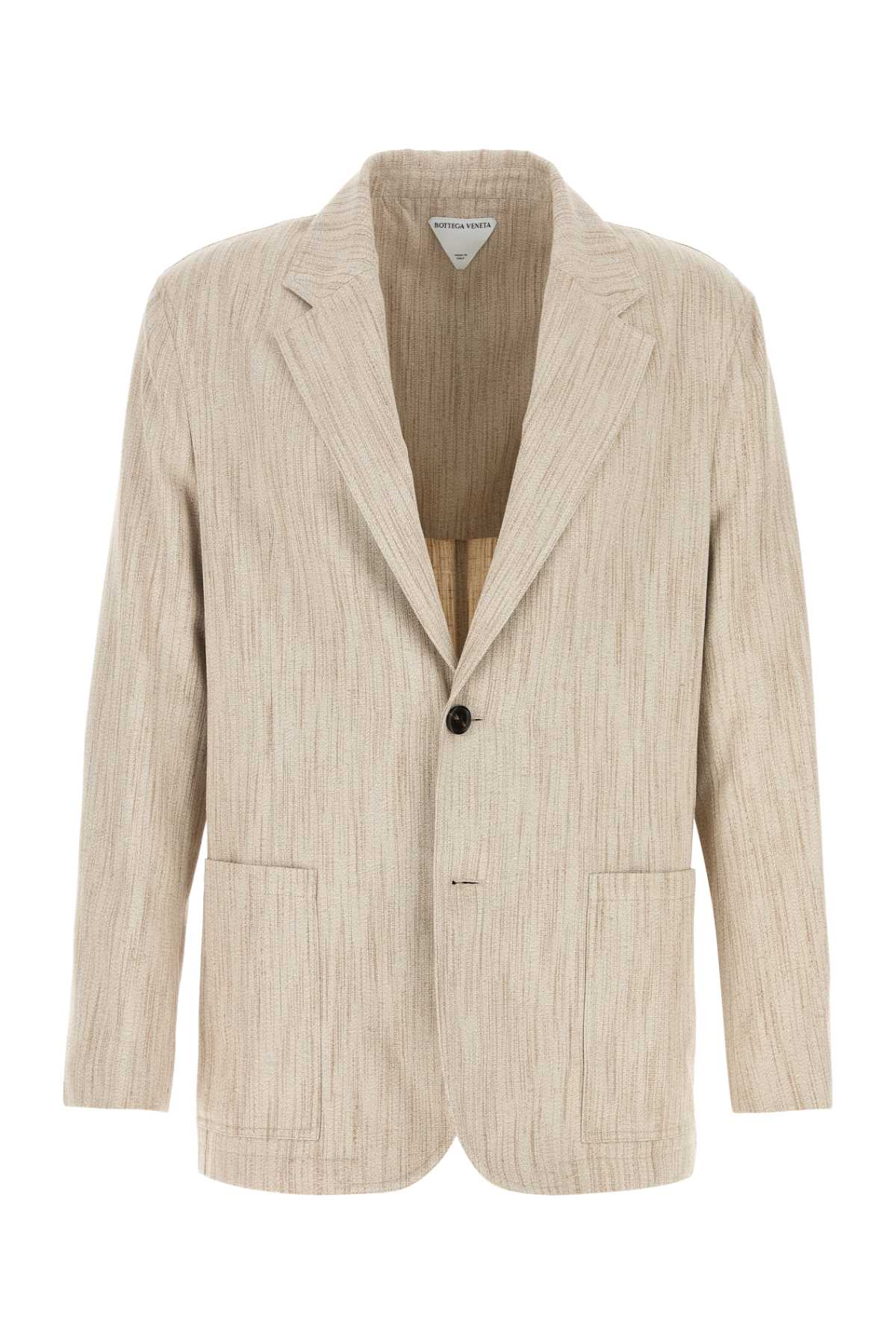 BOTTEGA VENETA Melange Sand Viscose Blend Blazer for Men - FW25