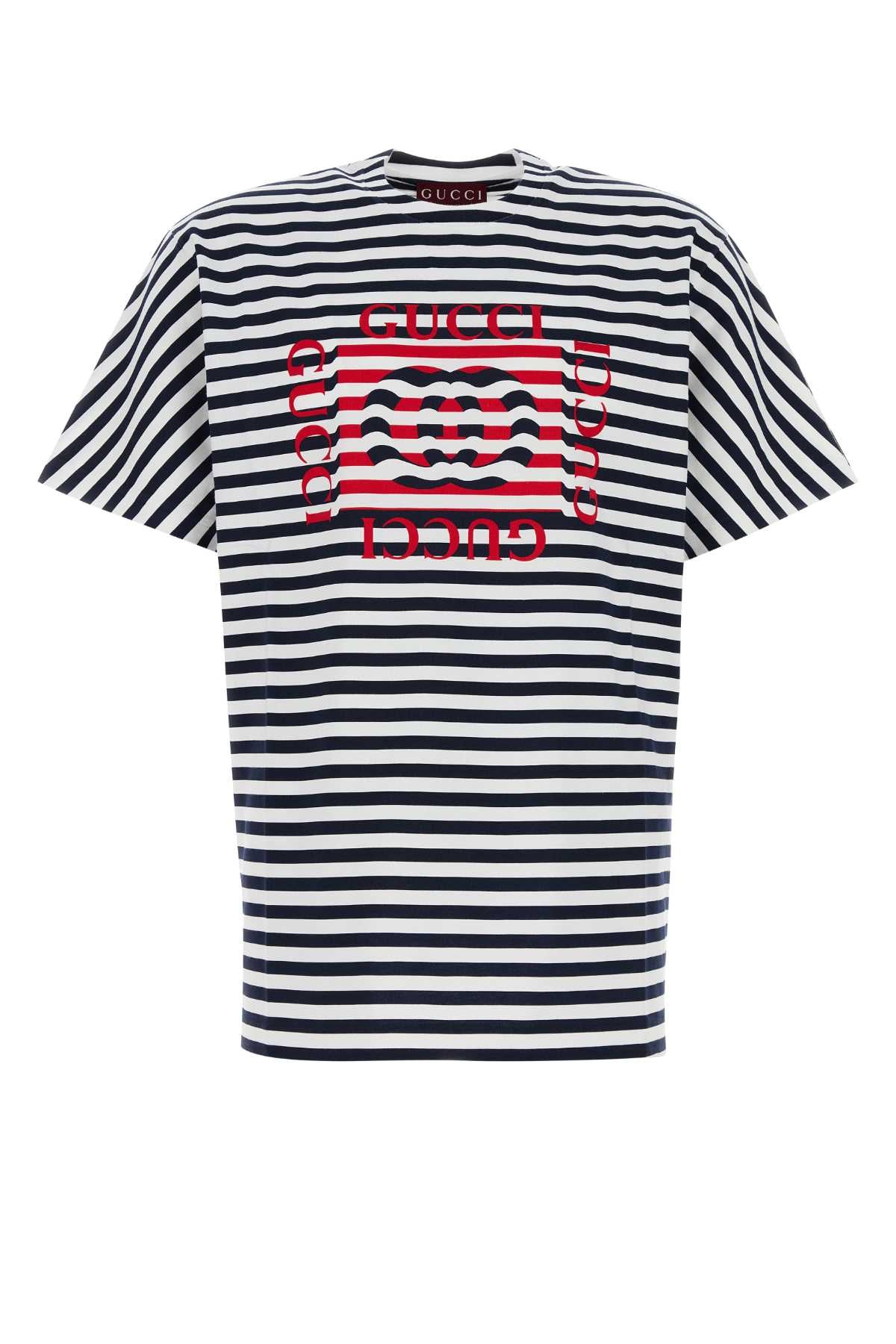 GUCCI Striped Cotton T-Shirt - Medium
