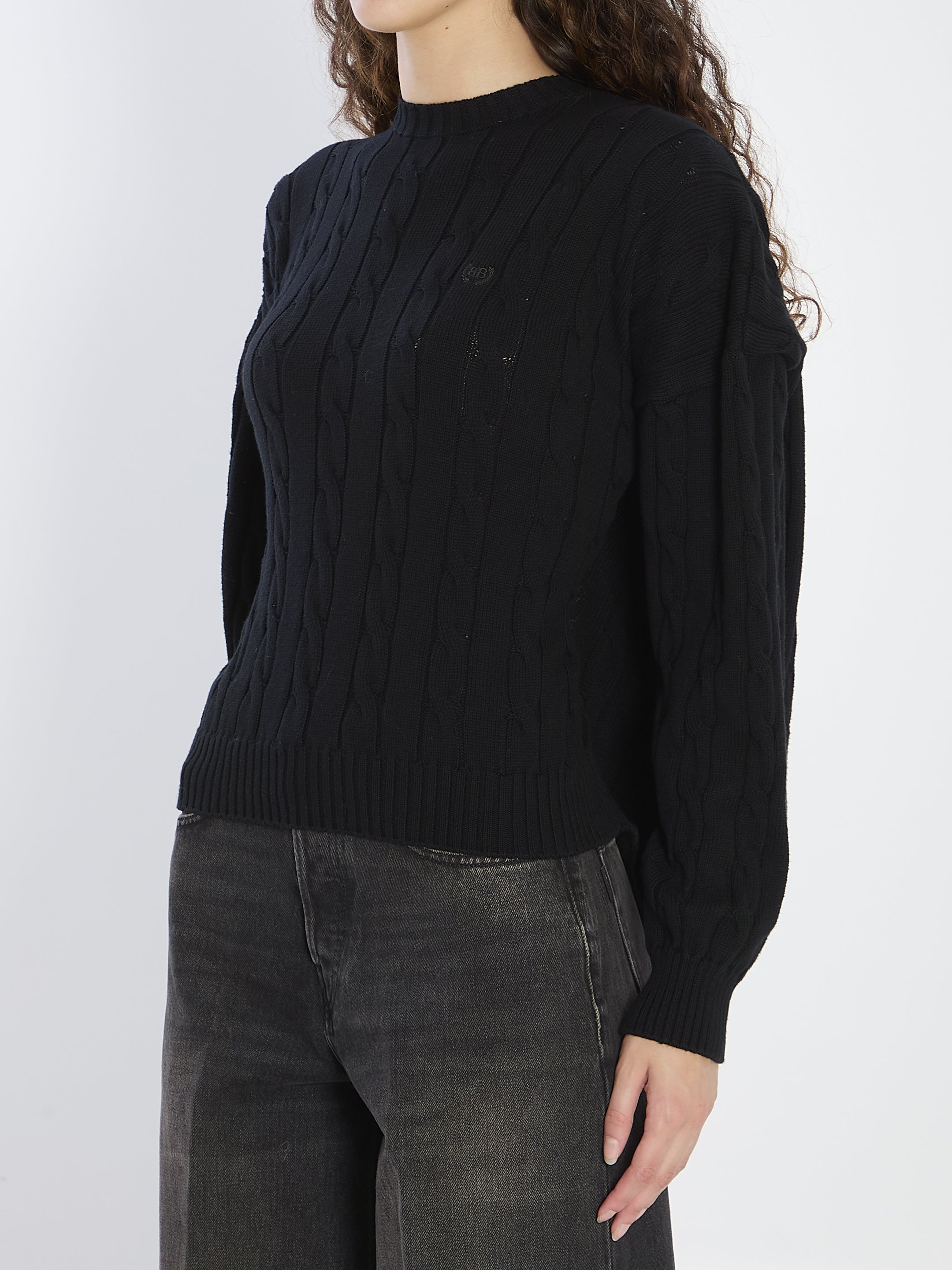 BALENCIAGA Oversized Logo Knit Sweater - Women's Size S