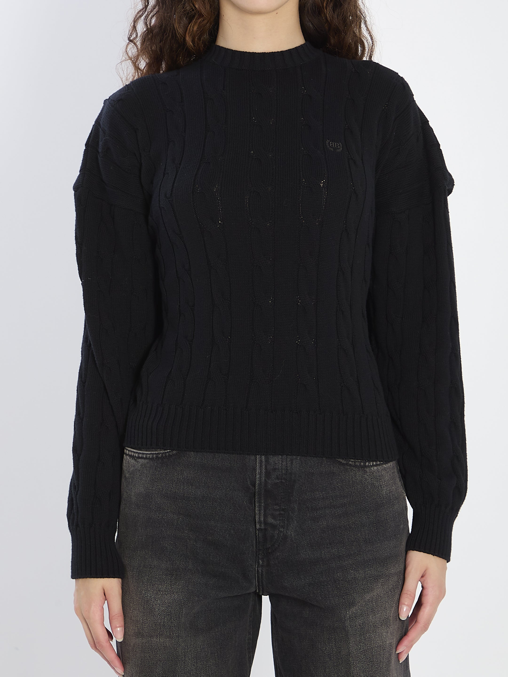 BALENCIAGA Oversized Logo Knit Sweater - Women's Size S