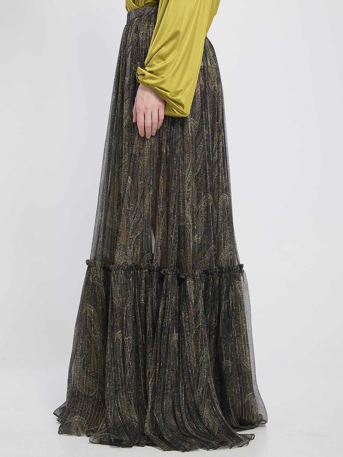 SAINT LAURENT Country-Style Tiered Skirt Size 36