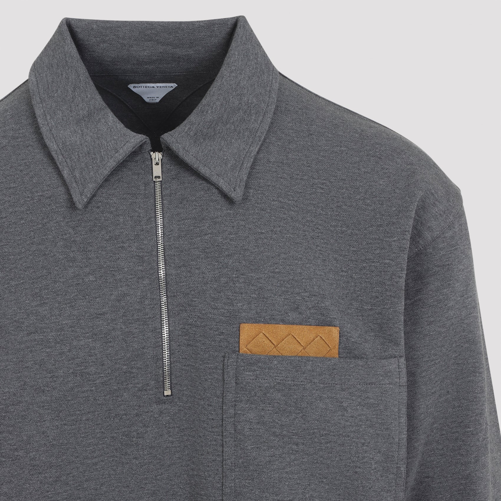 BOTTEGA VENETA Double Melange Cotton Polo Shirt - Long Sleeve