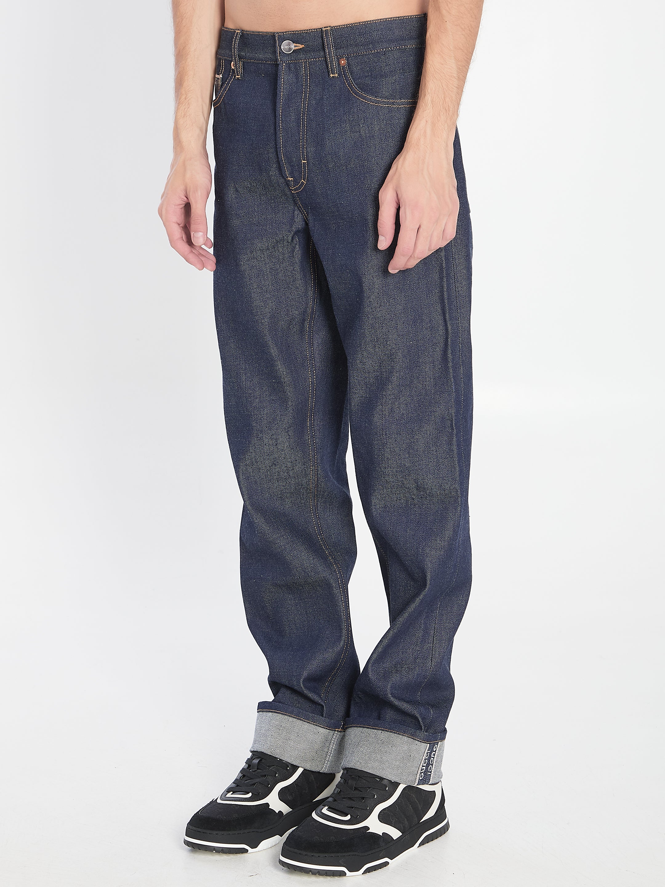 GUCCI Denim Trousers with Hem Details - Size 32