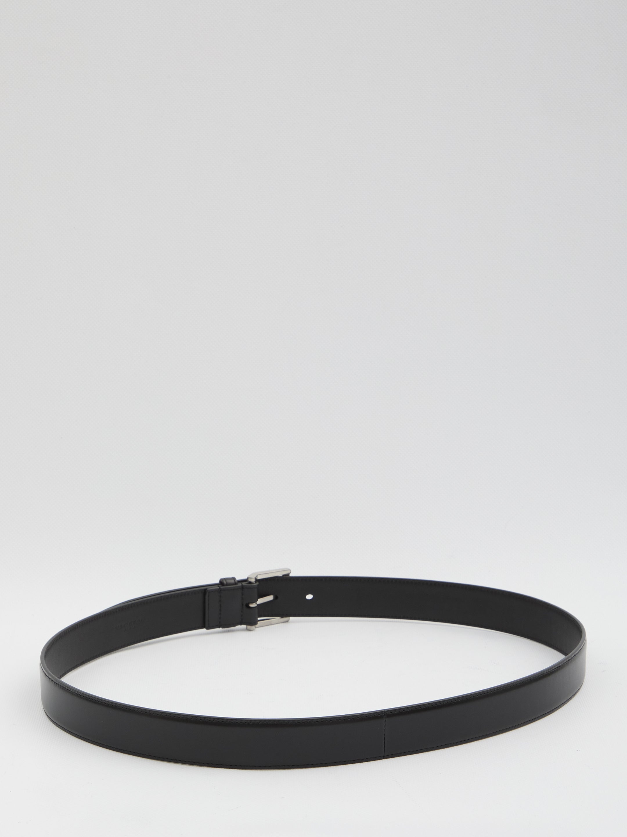 SAINT LAURENT Leather Belt with Square Buckle - Height: 3 cm