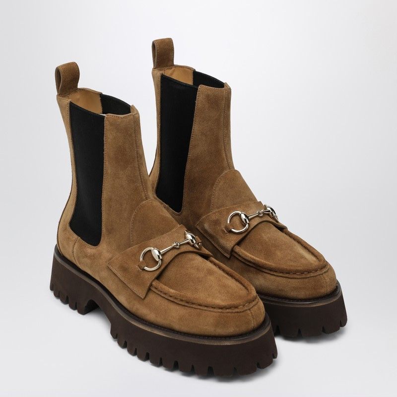GUCCI Women's Luxury Suede Chelsea Boots