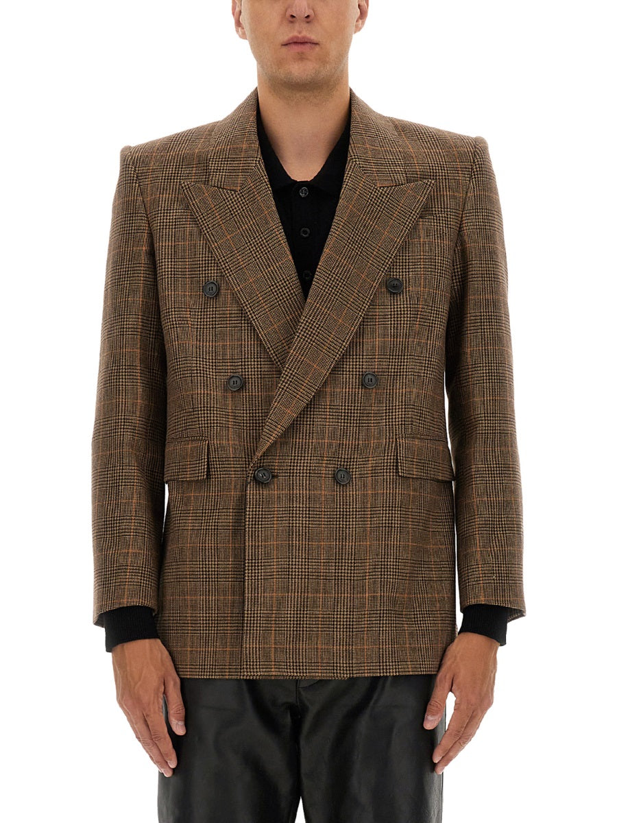 SAINT LAURENT Men's Prince of Wales Wool Jacket