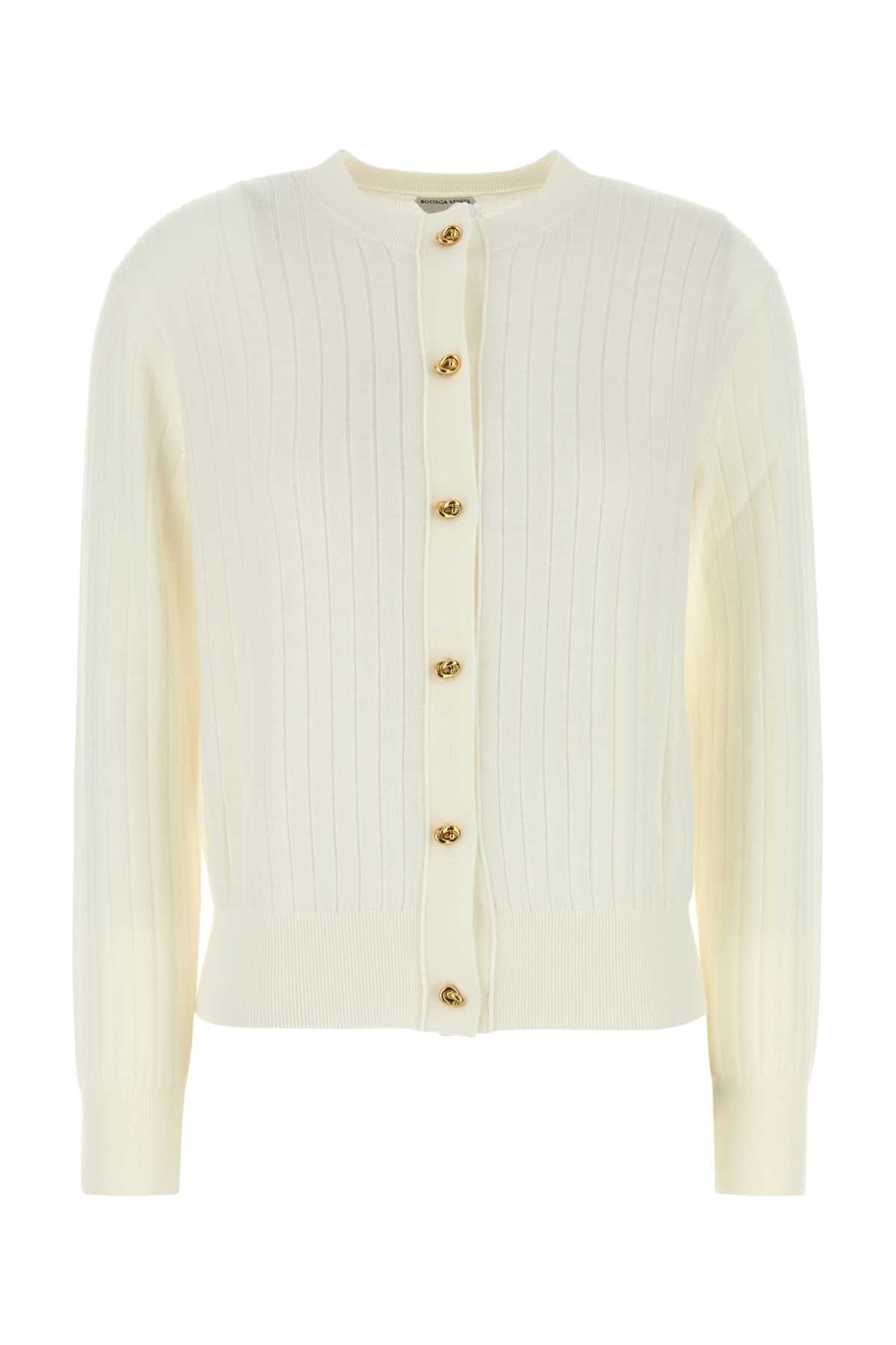 BOTTEGA VENETA Ribbed Knit Women's Cardigan with Embellished Buttons