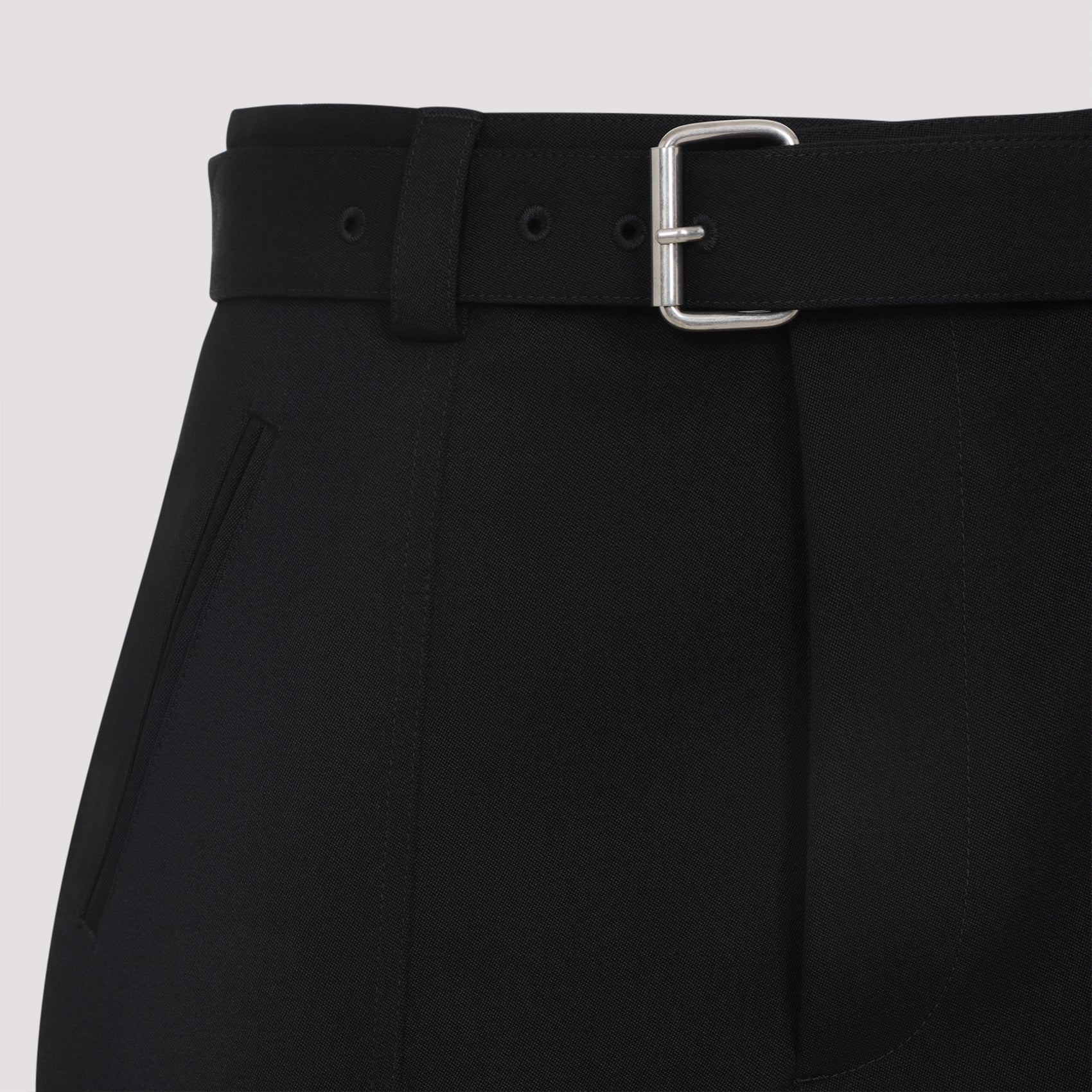 BOTTEGA VENETA Wool Trousers with Adjustable Belt - Size 42