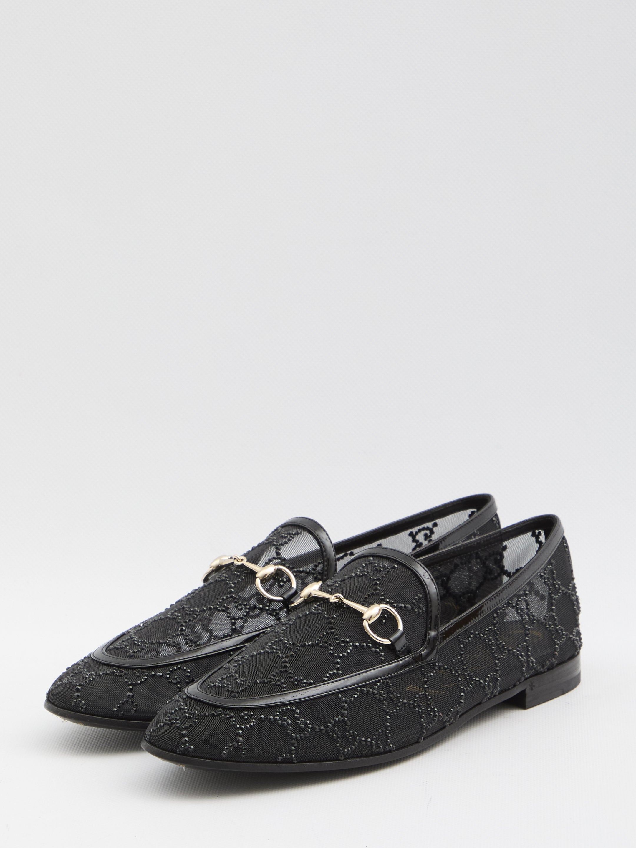 GUCCI Mini GG Mesh Loafers with Crystals