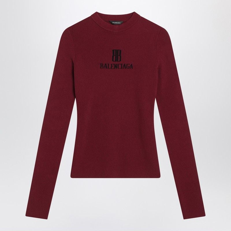 BALENCIAGA Ribbed Crewneck Long-Sleeved Fitted Top