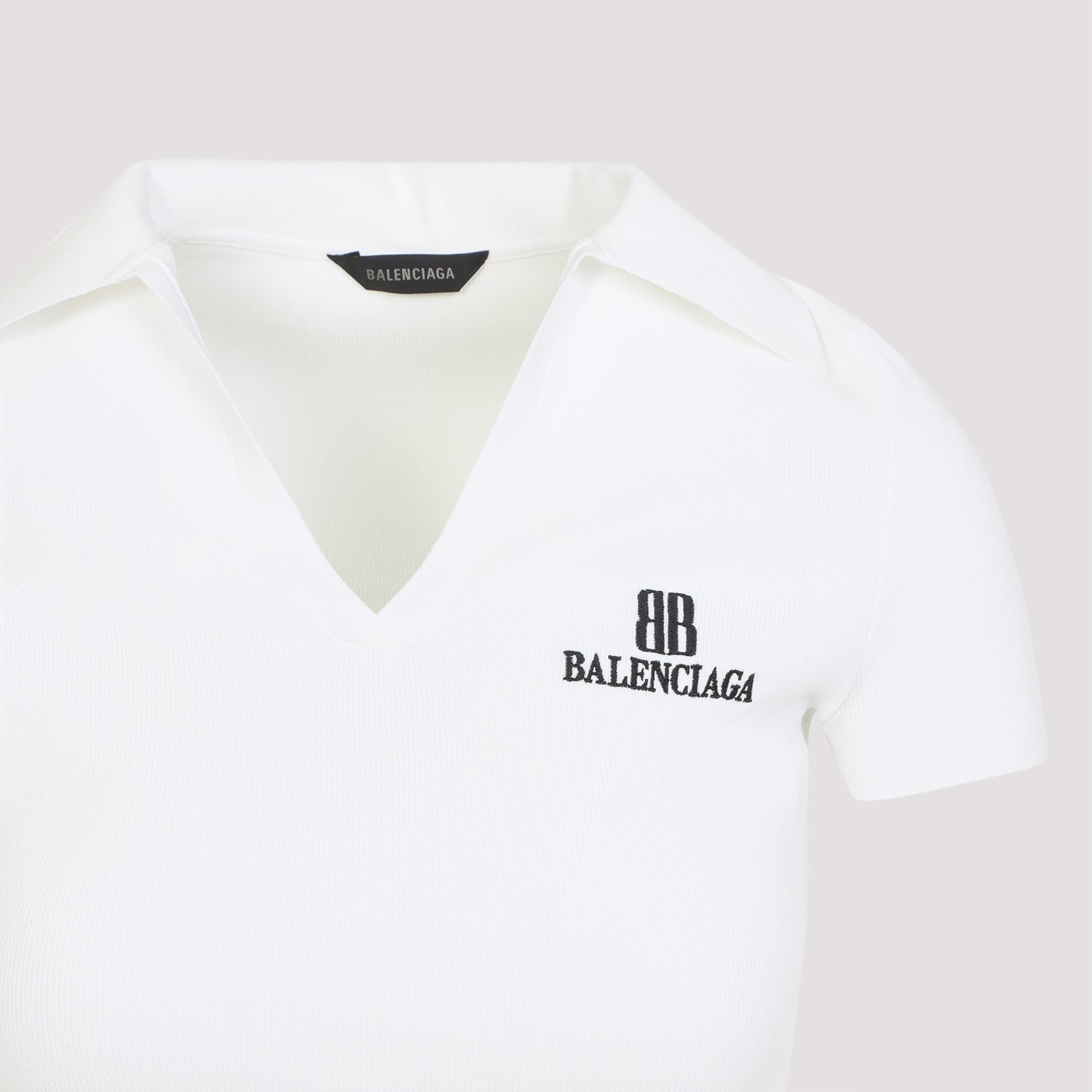 BALENCIAGA Ribbed V-Neck Short-Sleeved Polo Shirt