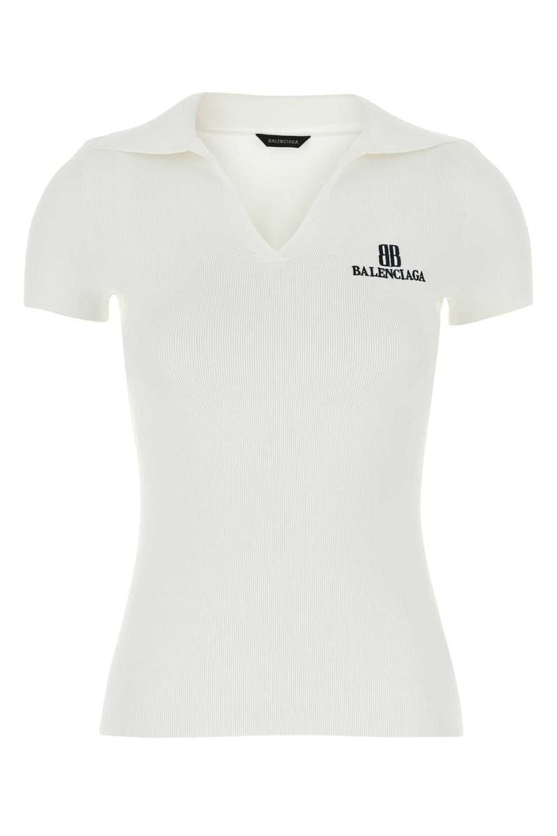 BALENCIAGA Ribbed V-Neck Short-Sleeved Polo Shirt