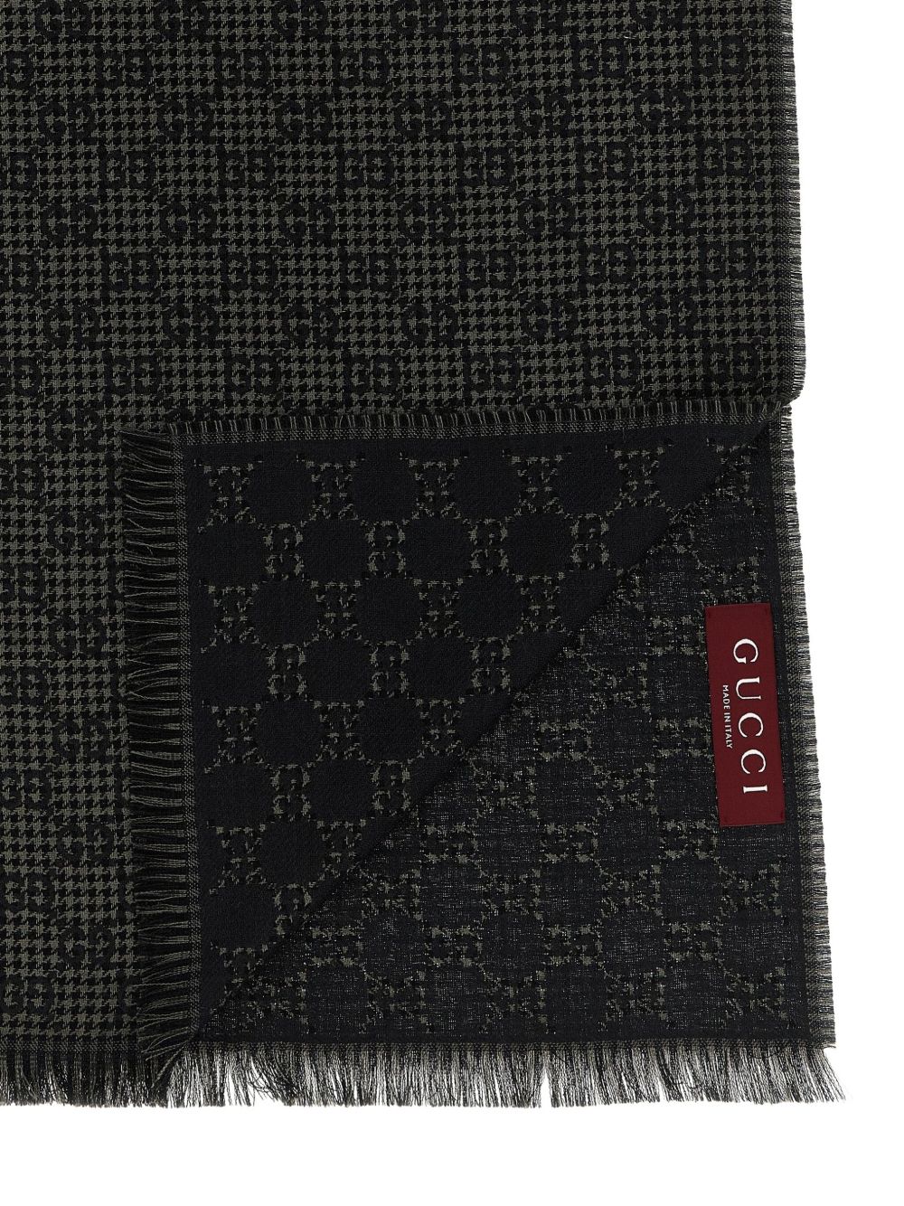 GUCCI GG Jacquard Men's Scarf with Fringed Edges