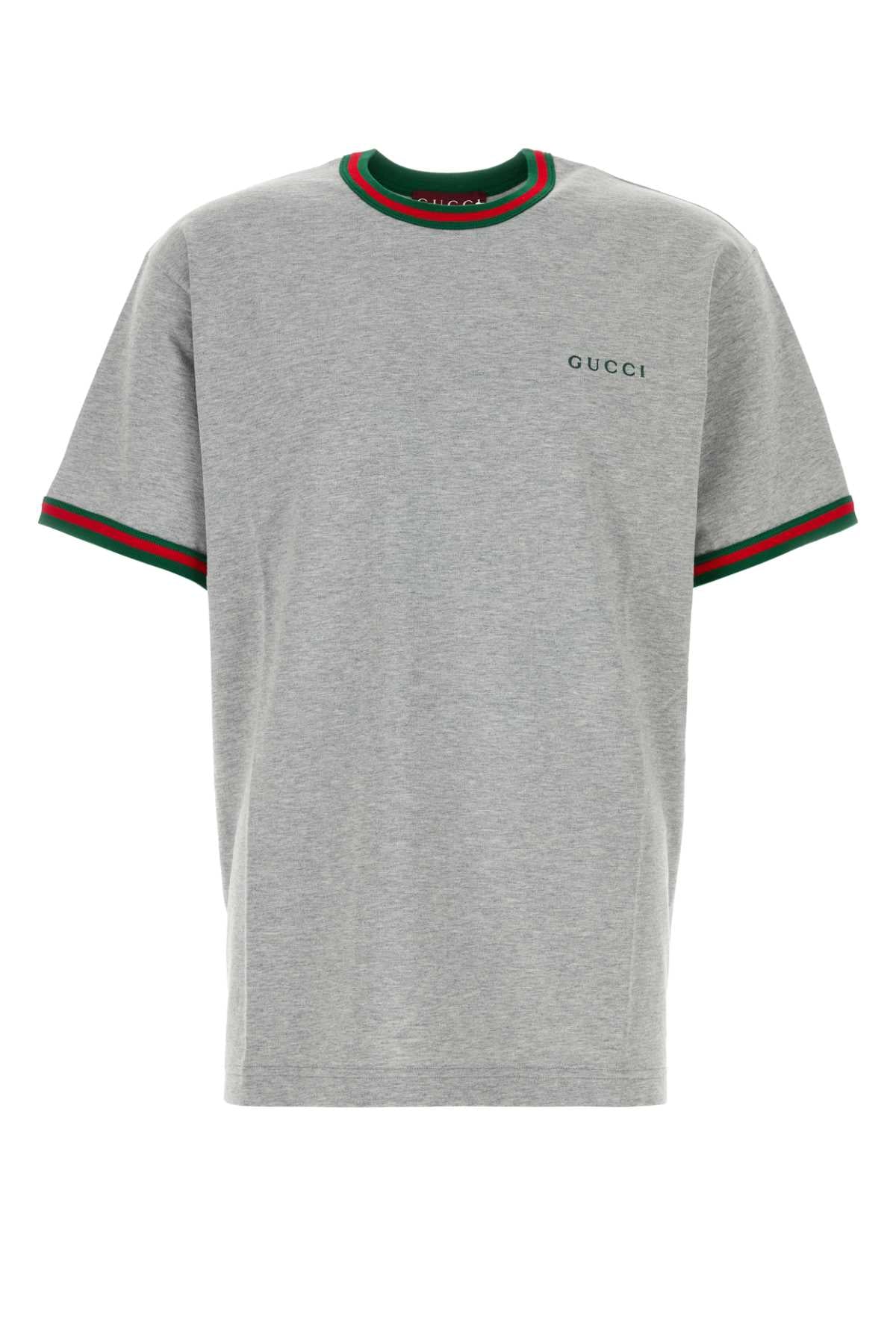 GUCCI Crew Neck T-Shirt with Web Ribbon - Men's