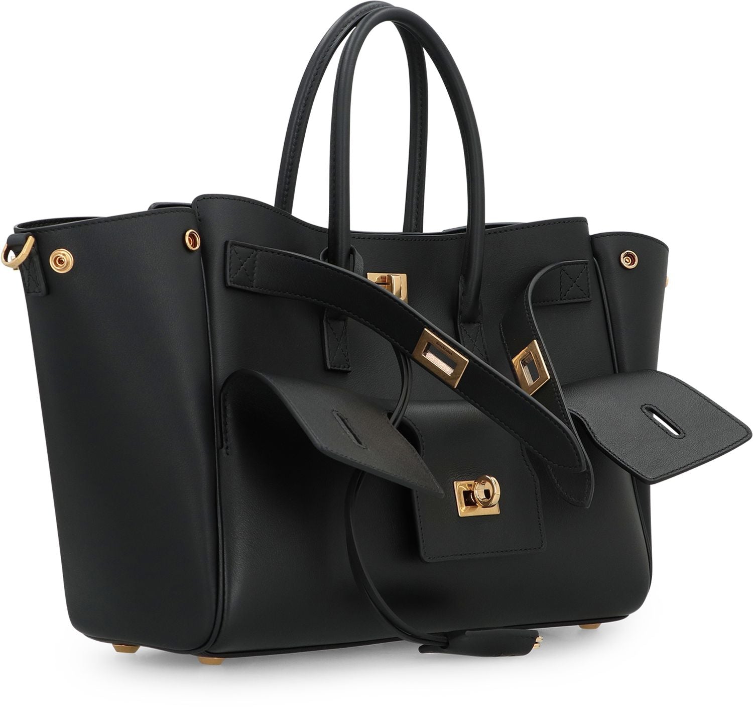 BALENCIAGA Mini Leather Carry All Shopping Handbag