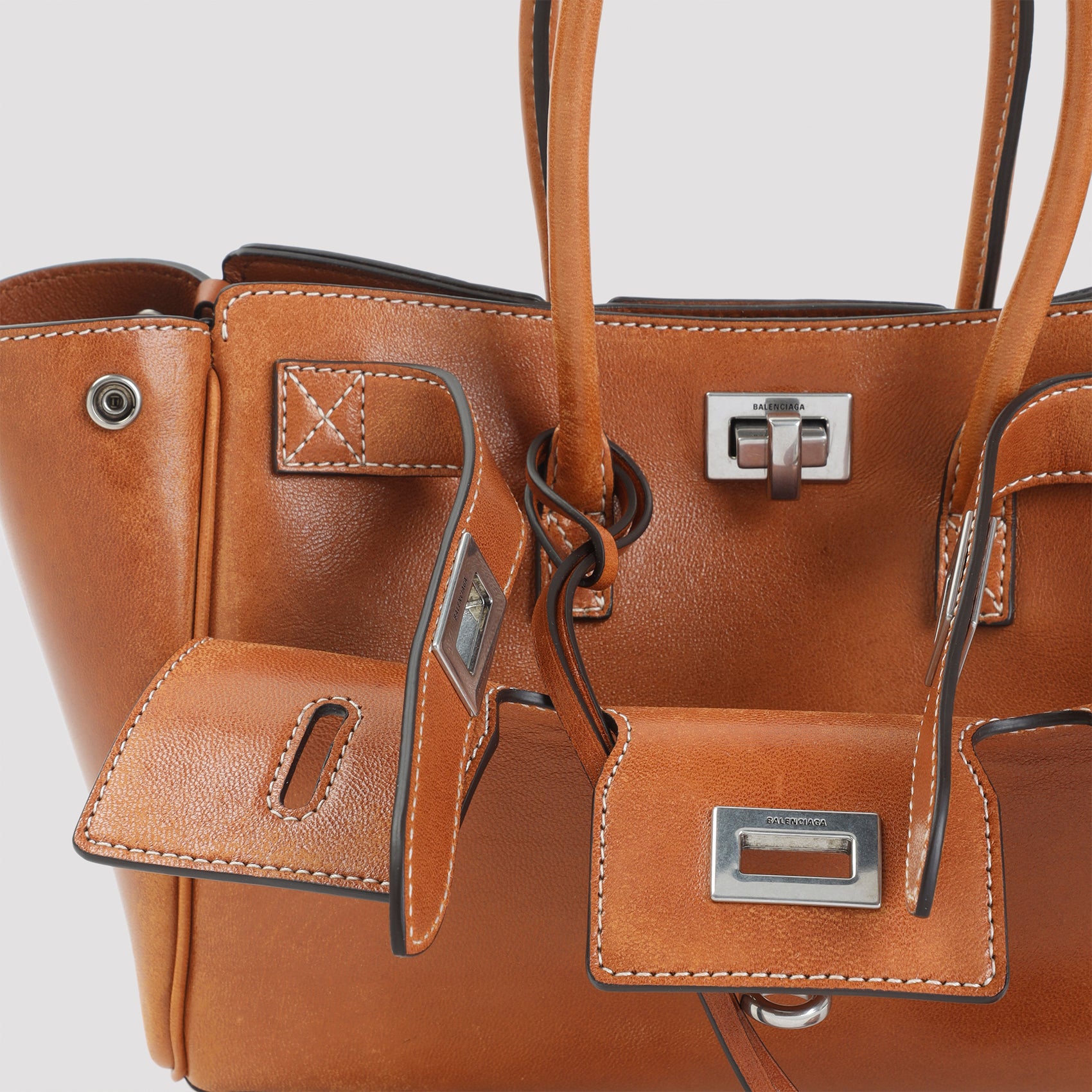 BALENCIAGA Leather Bel Air Carry Handbag - Women's