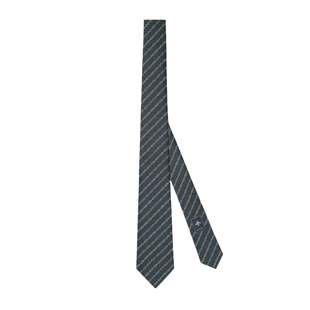 GUCCI Silk Jacquard Tie with Clamp for Women