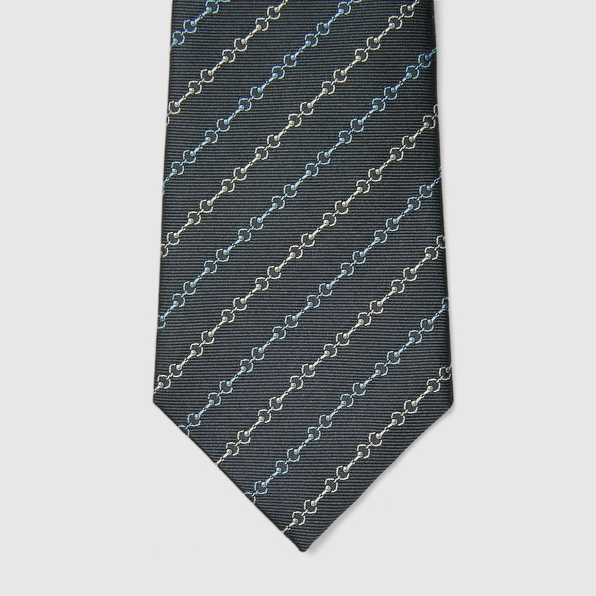 GUCCI Silk Jacquard Tie with Clamp for Women