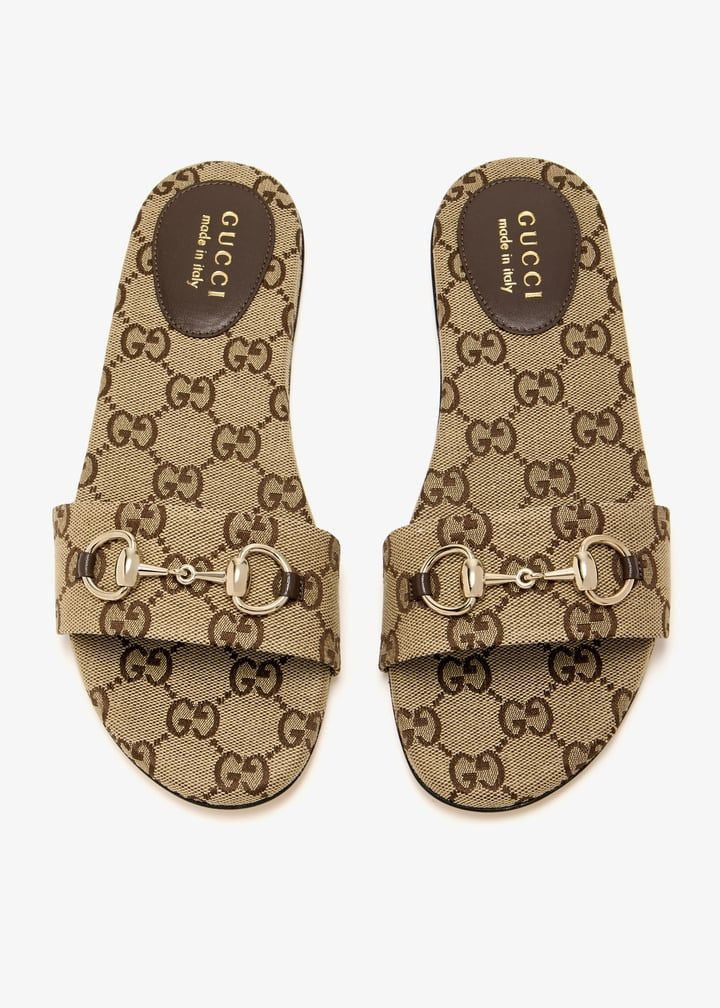 GUCCI Monogram Pattern Flat Sandals