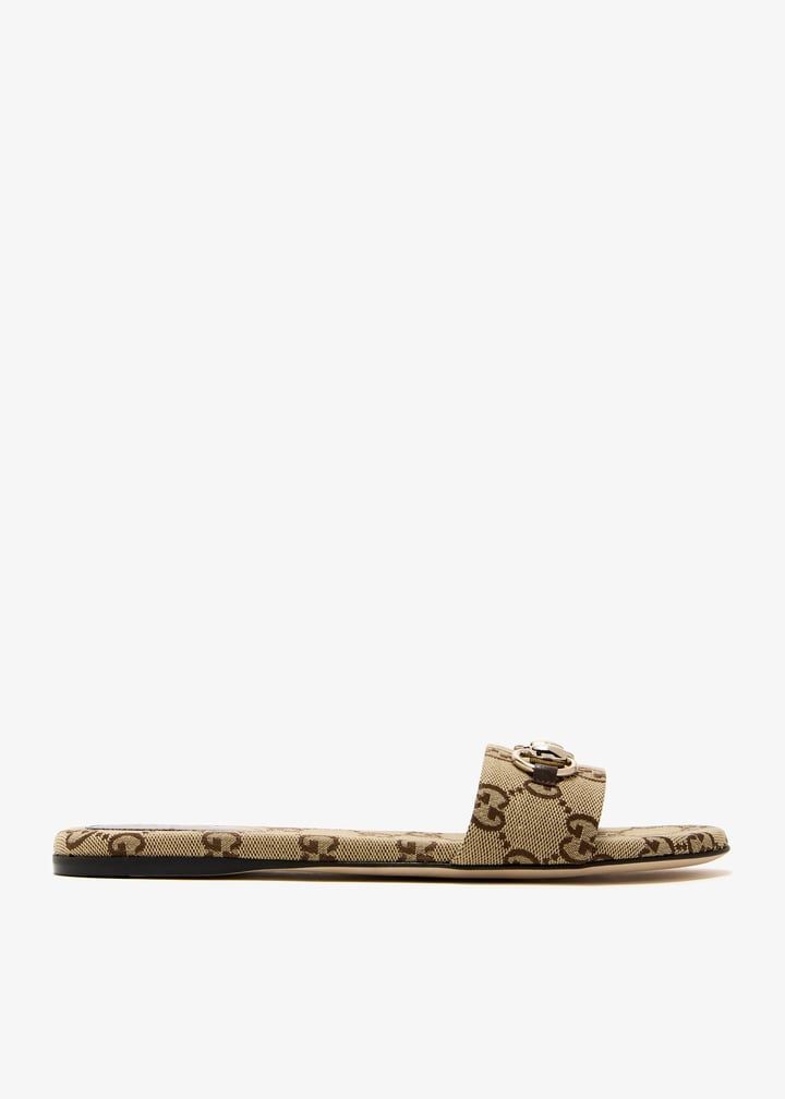 GUCCI Monogram Pattern Flat Sandals