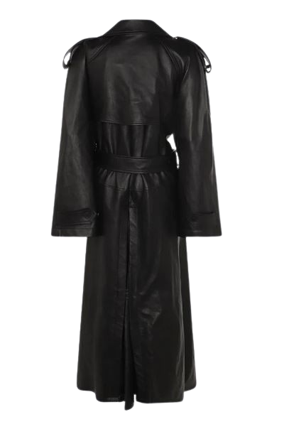 BALENCIAGA Lambskin Belted Trench Coat