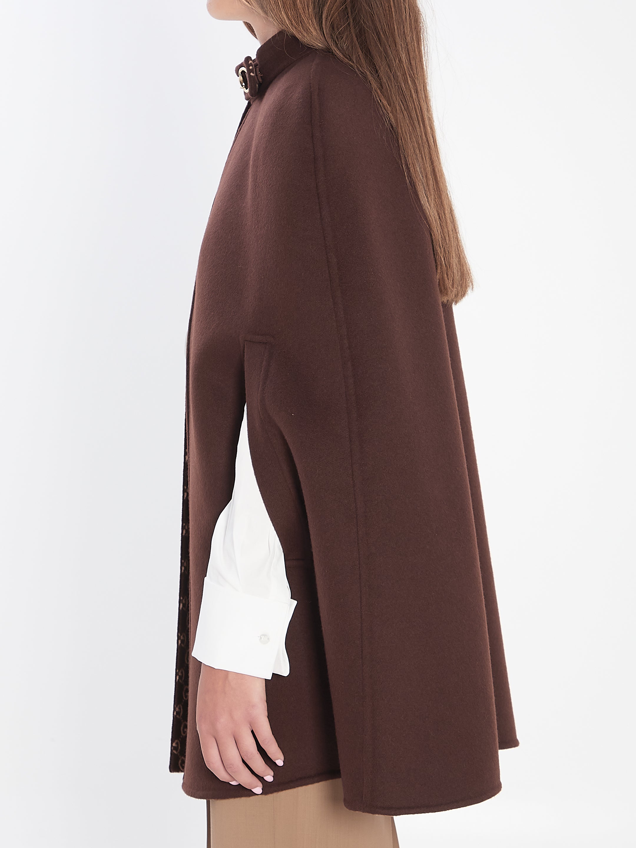 GUCCI Oversized Cape with Horsebit Detailing - Size 42