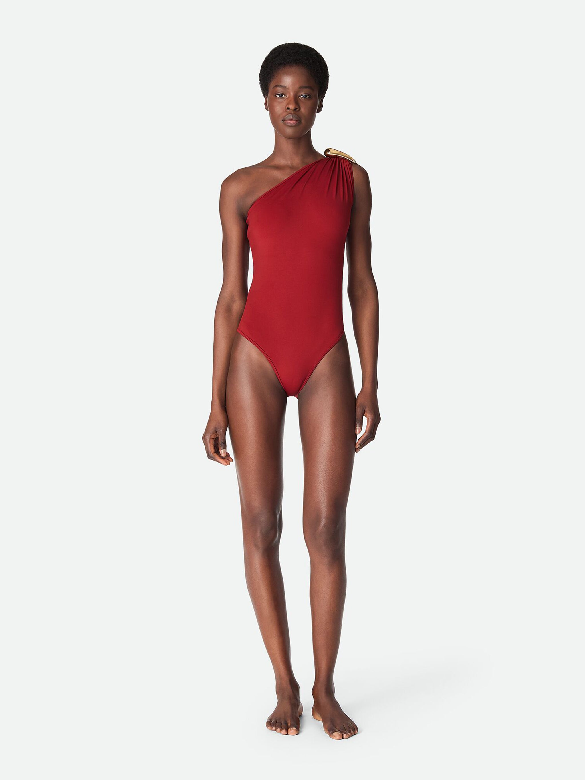 BOTTEGA VENETA One-Shoulder Stretch Nylon Swimsuit