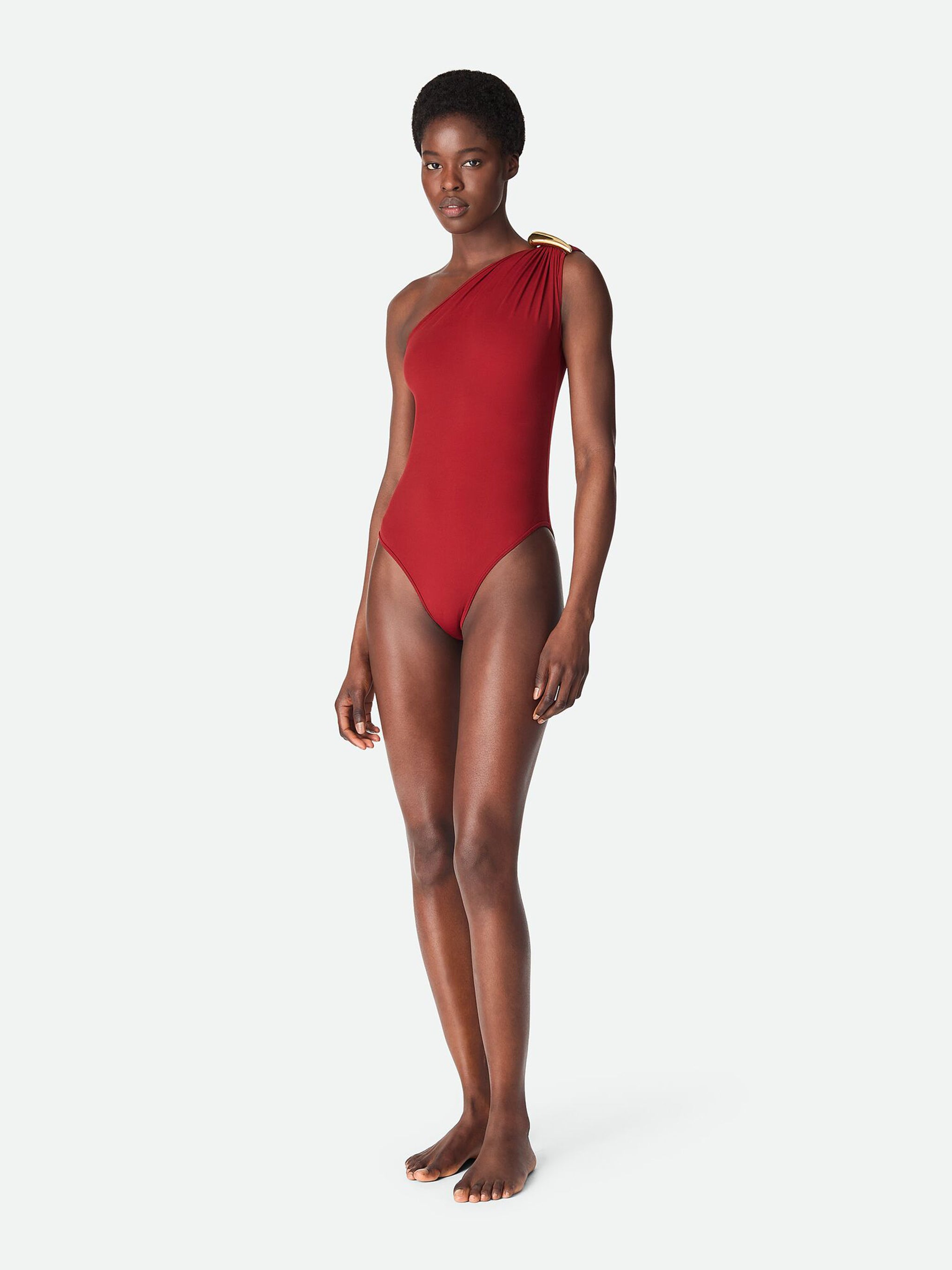 BOTTEGA VENETA One-Shoulder Stretch Nylon Swimsuit