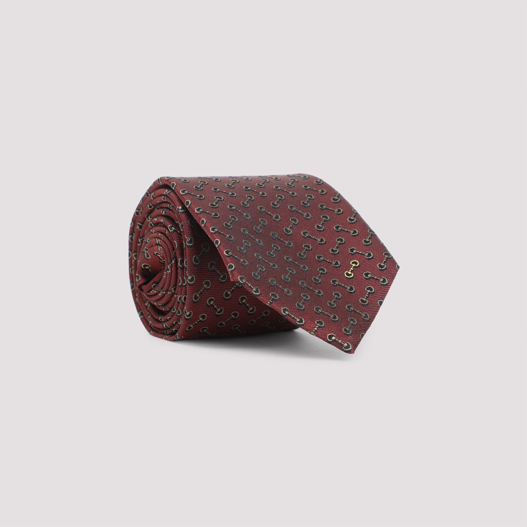 GUCCI Silk Jacquard Tie with Clamps