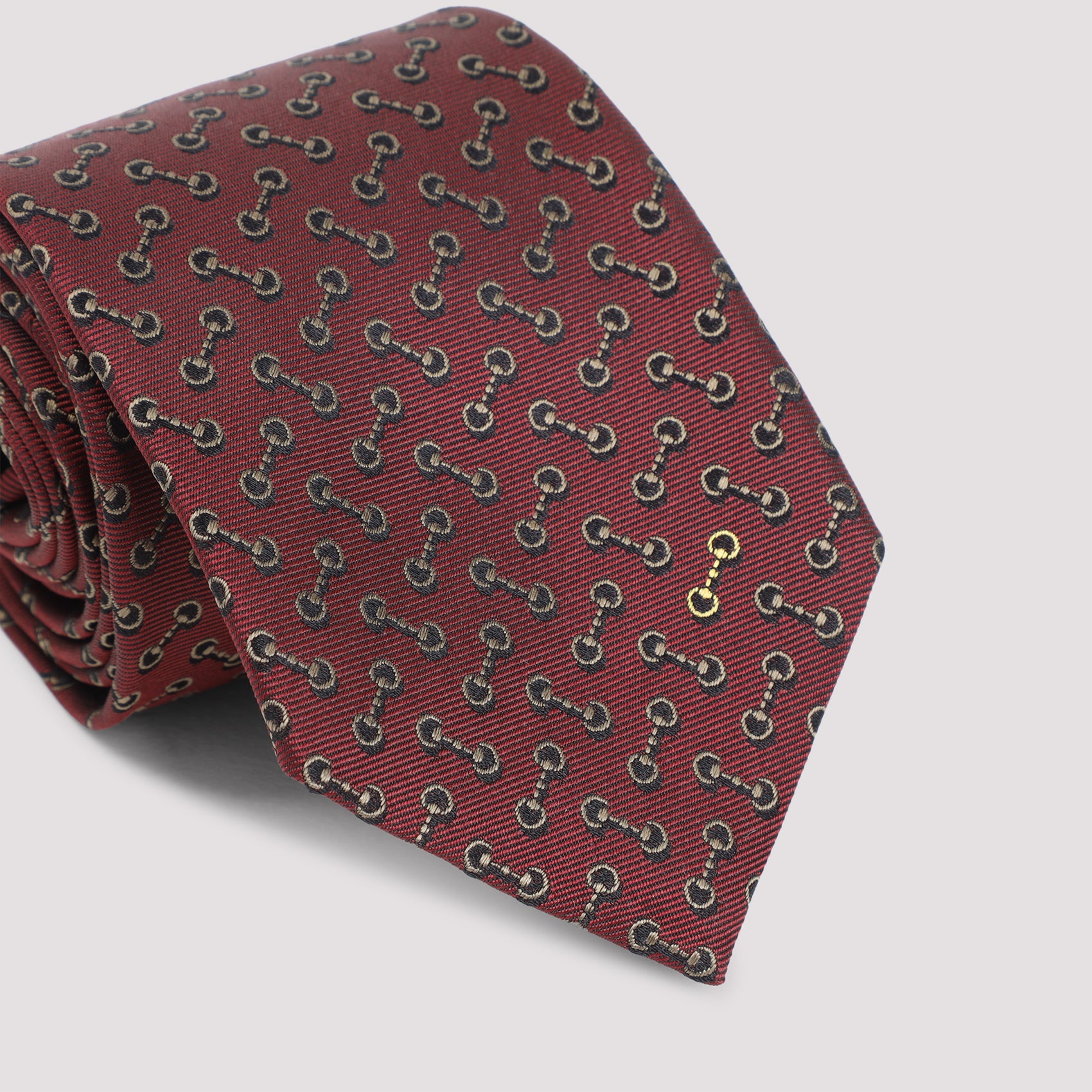 GUCCI Silk Jacquard Tie with Clamps