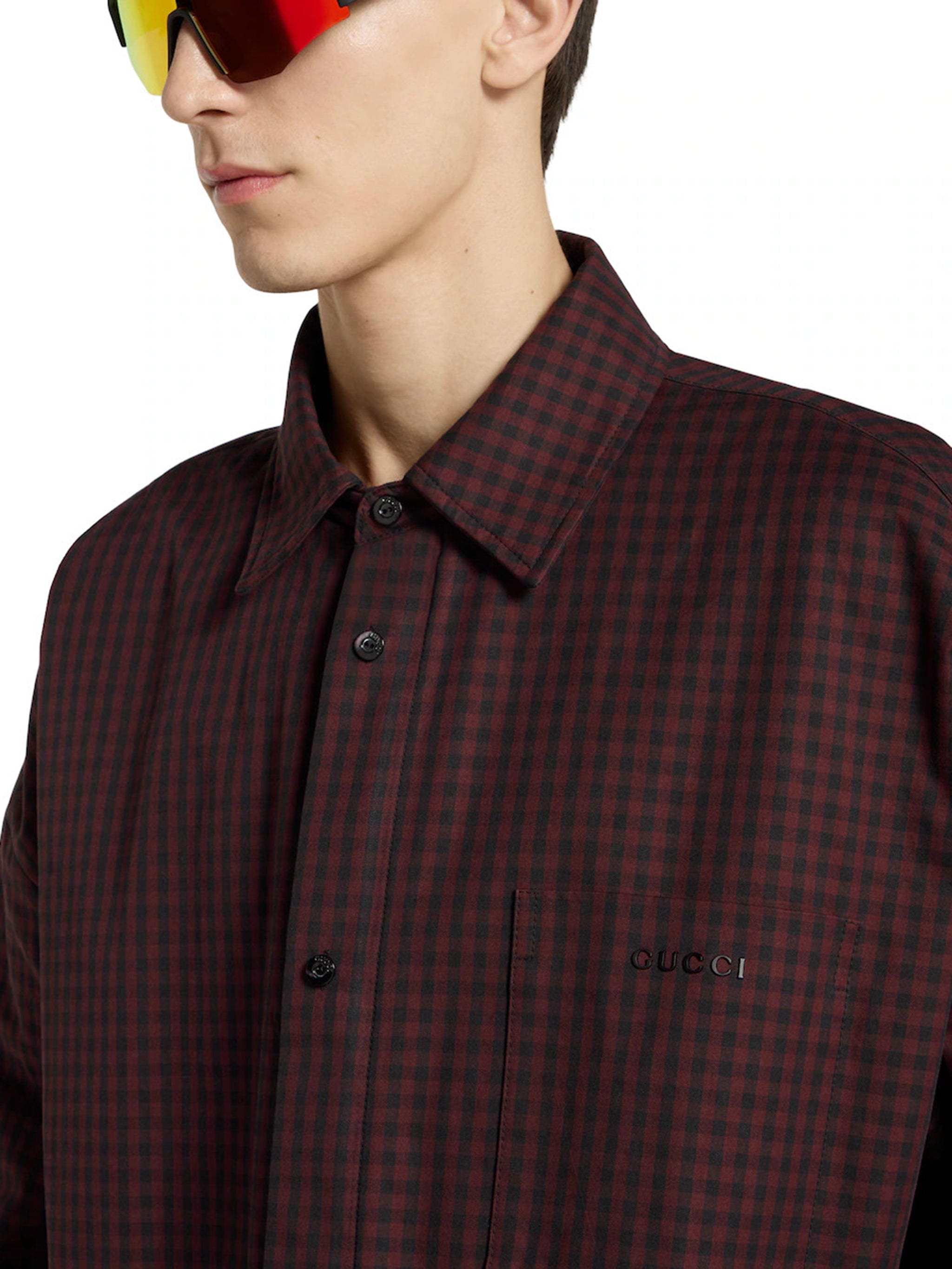 GUCCI Men's Cotton Gingham Padded Jacket - Size 46