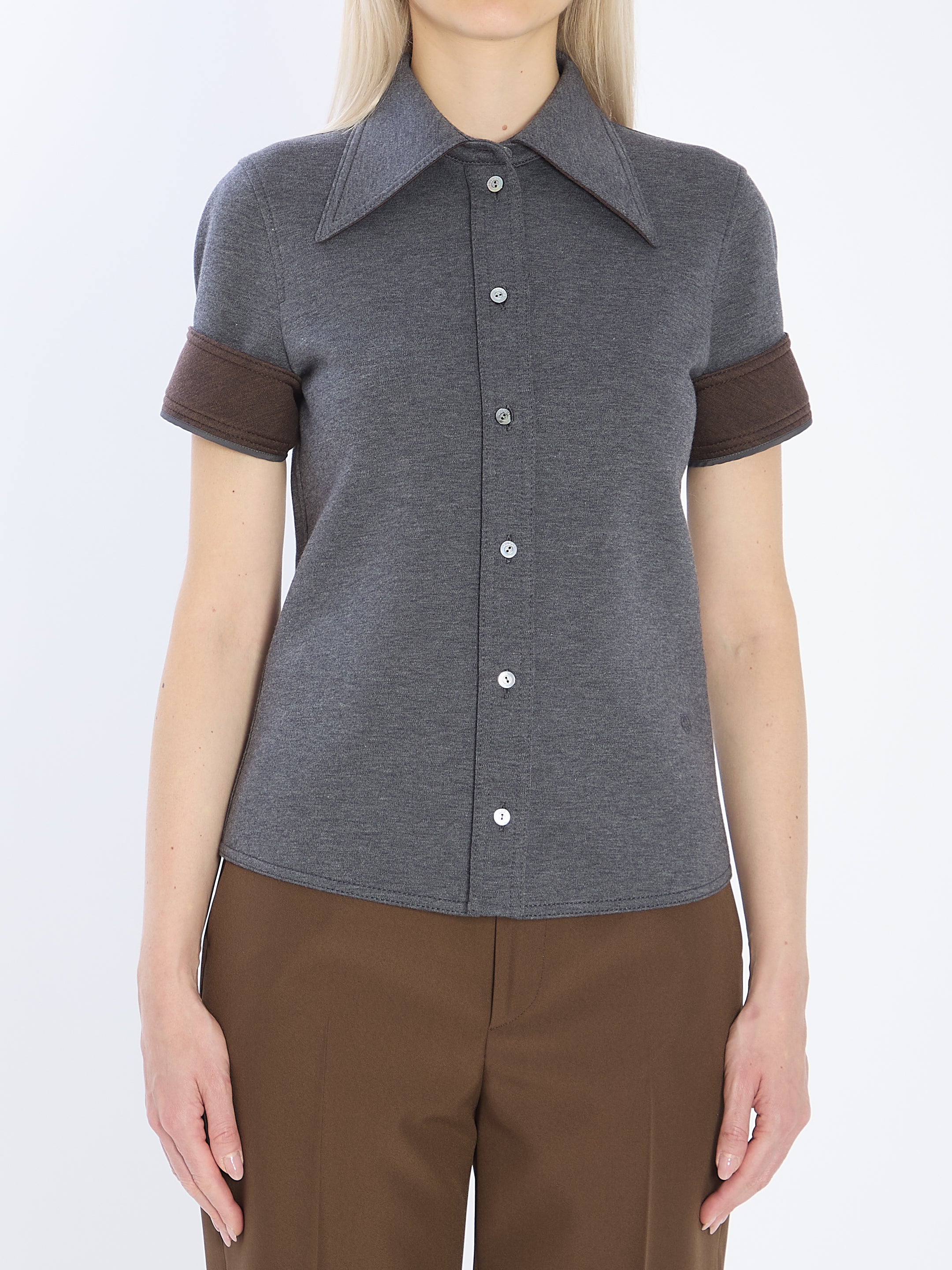 GUCCI Cotton and Wool Shirt with Long Pointed Collar - Size 42 IT