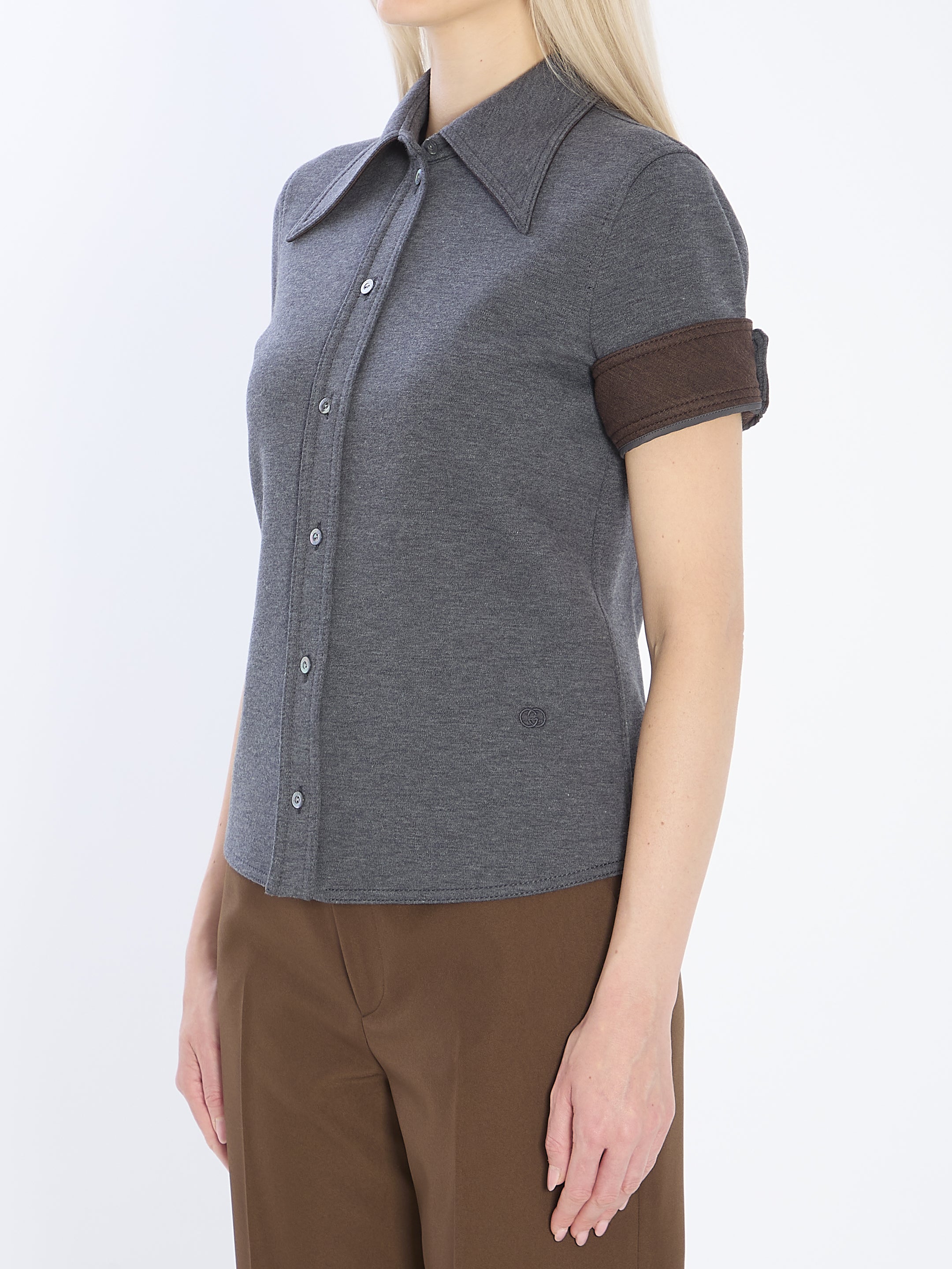 GUCCI Cotton and Wool Shirt with Long Pointed Collar - Size 42 IT