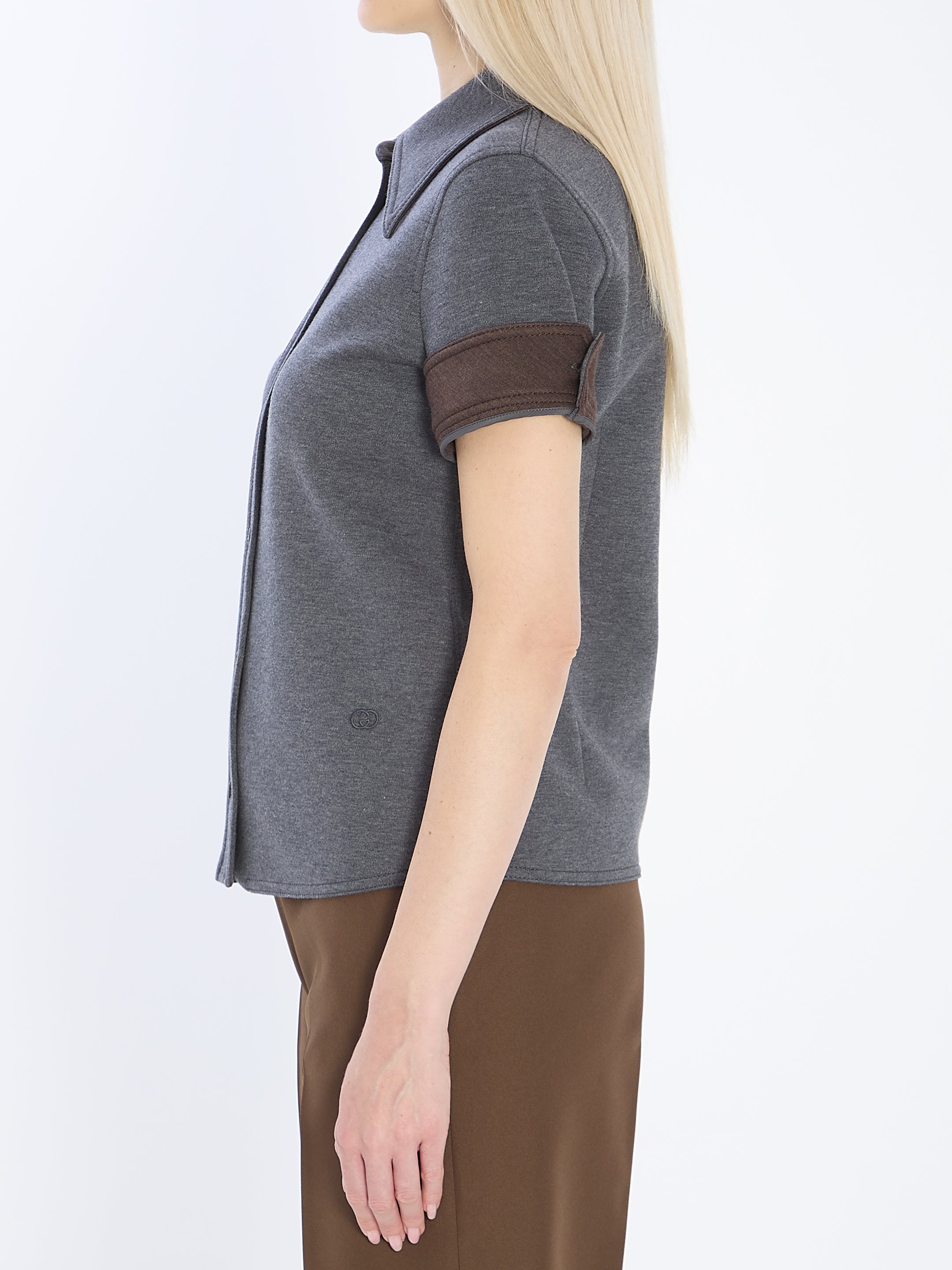 GUCCI Cotton and Wool Shirt with Long Pointed Collar - Size 42 IT