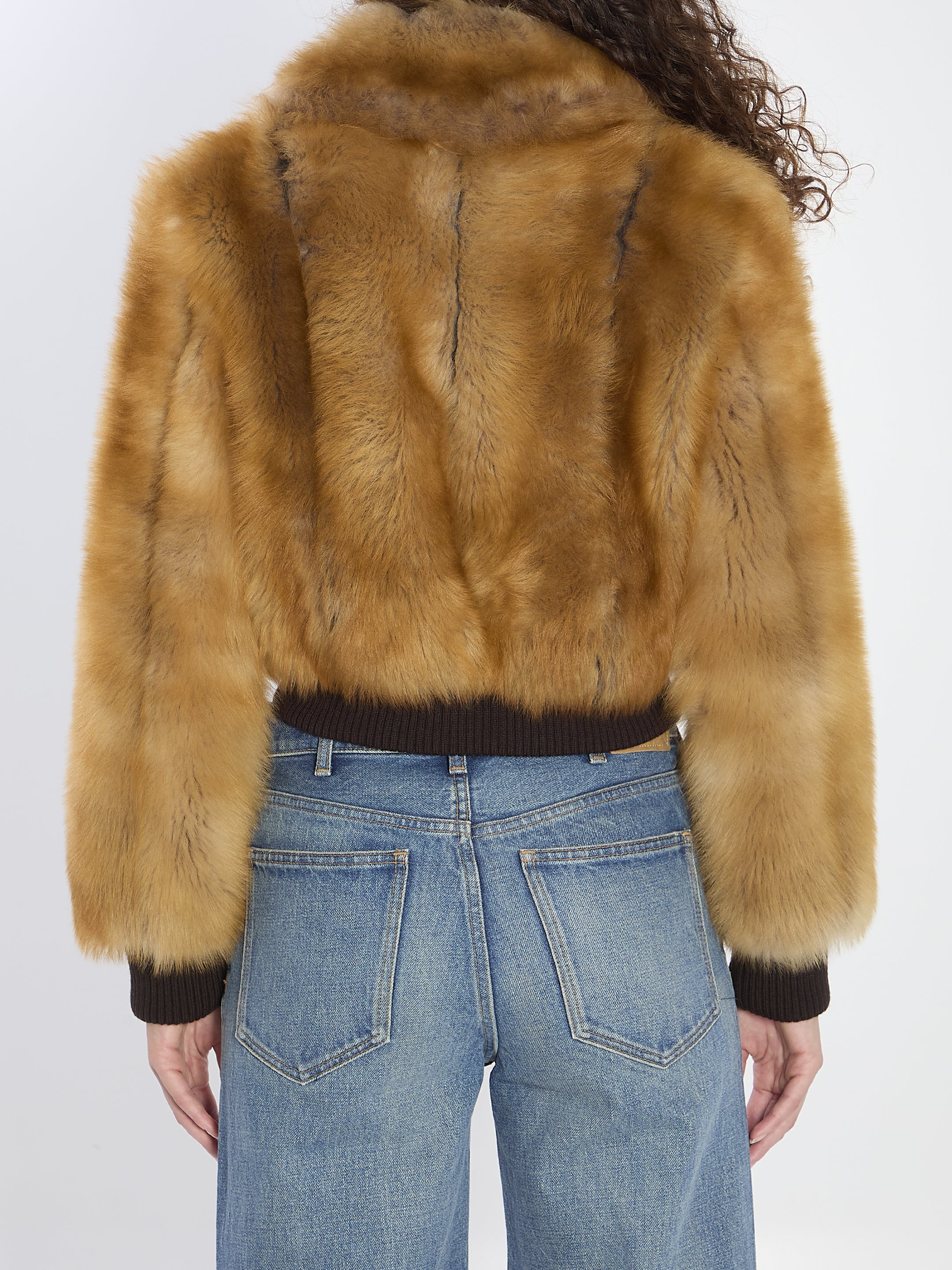 SAINT LAURENT Shearling Bomber Jacket - Size 38 FR