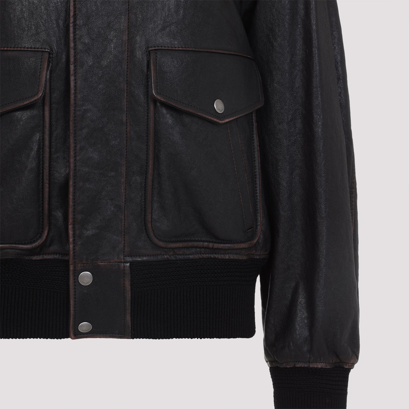 SAINT LAURENT Lambskin Bomber Jacket with Detachable Collar for Women