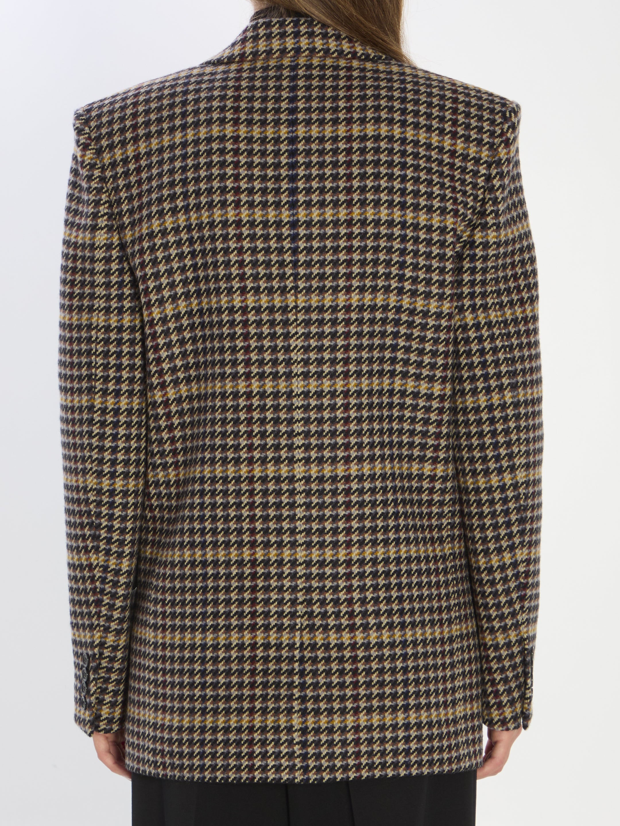 SAINT LAURENT Women's Checkered Design Wool Jacket - Size 36