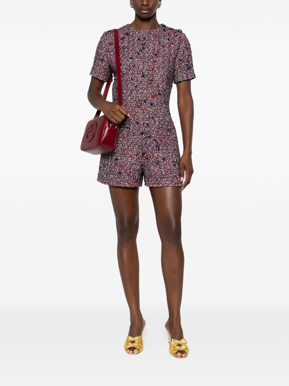 GUCCI Mini Bouclé Wool Short Jumpsuit