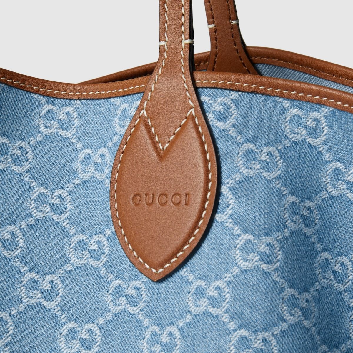 GUCCI Large Denim Tote Handbag