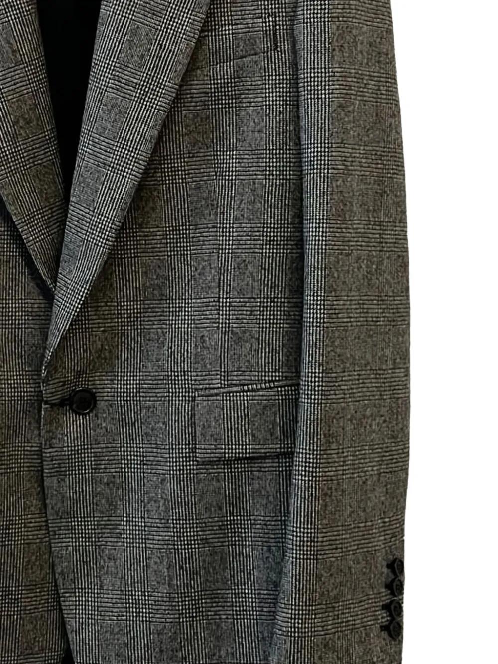 SAINT LAURENT Plaid Single-Breasted Blazer