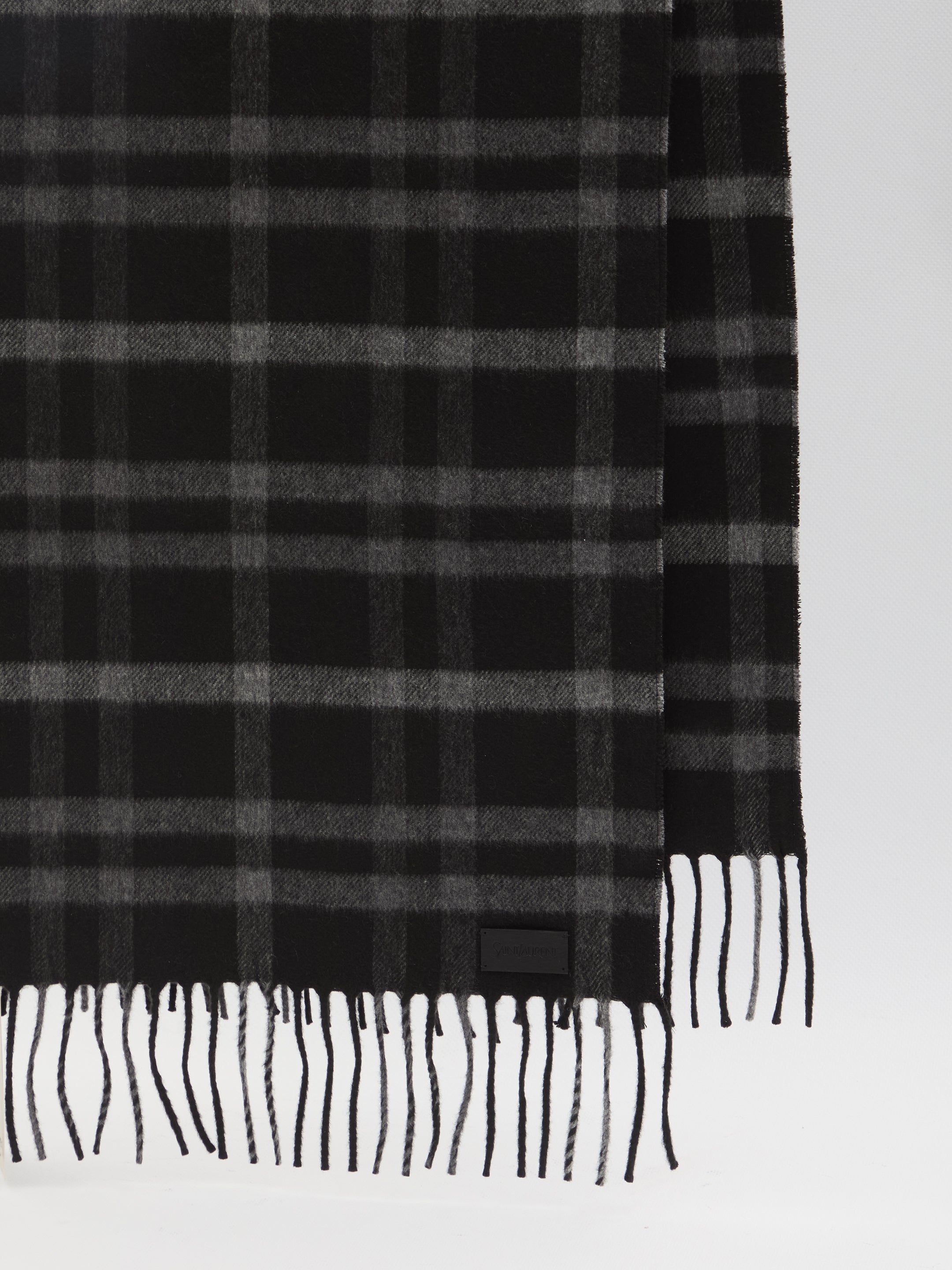 SAINT LAURENT Checked Silk Blend Scarf for Men