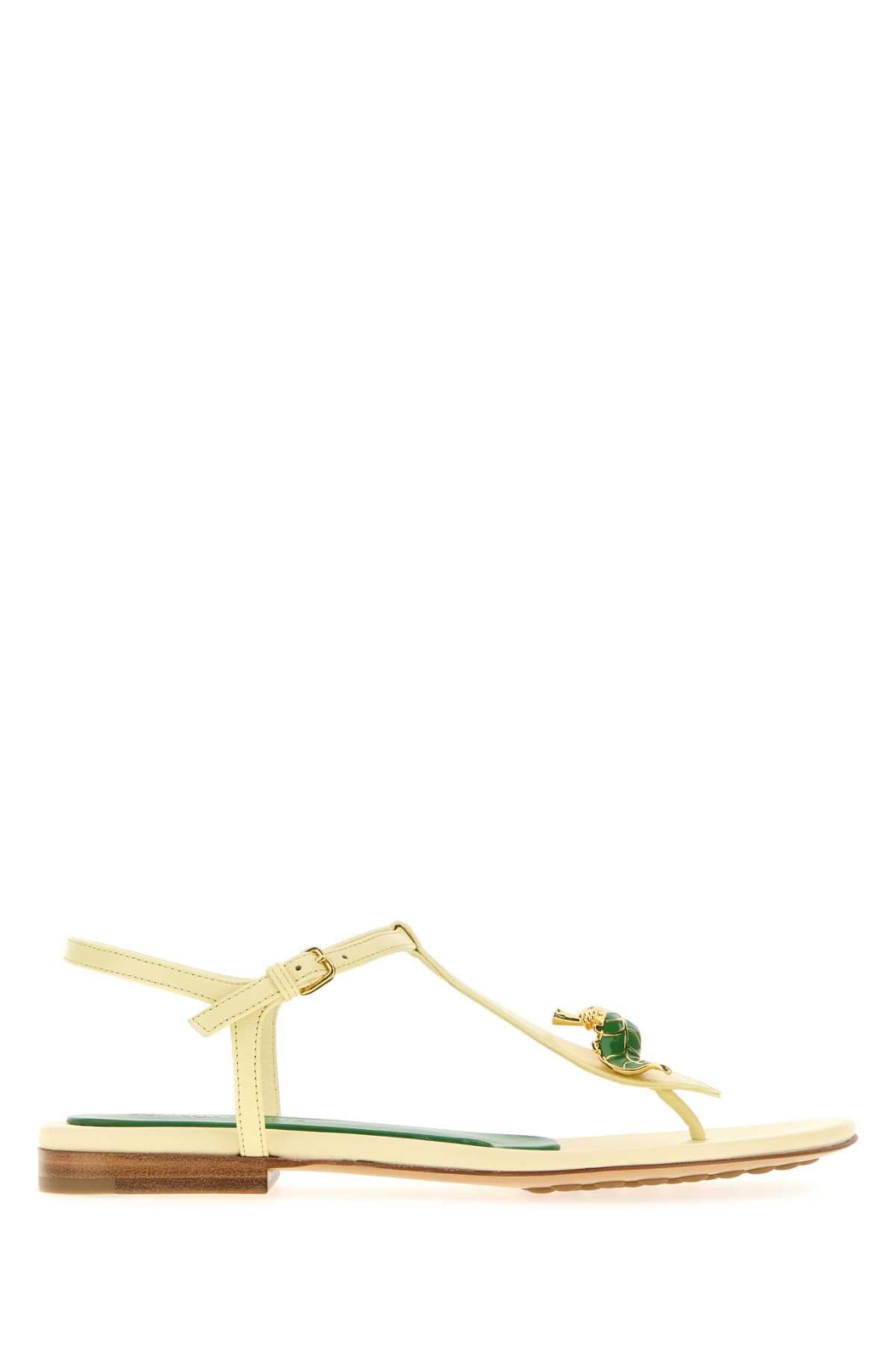 BOTTEGA VENETA Leather Rana Flora Flat Sandals for Women - FW25