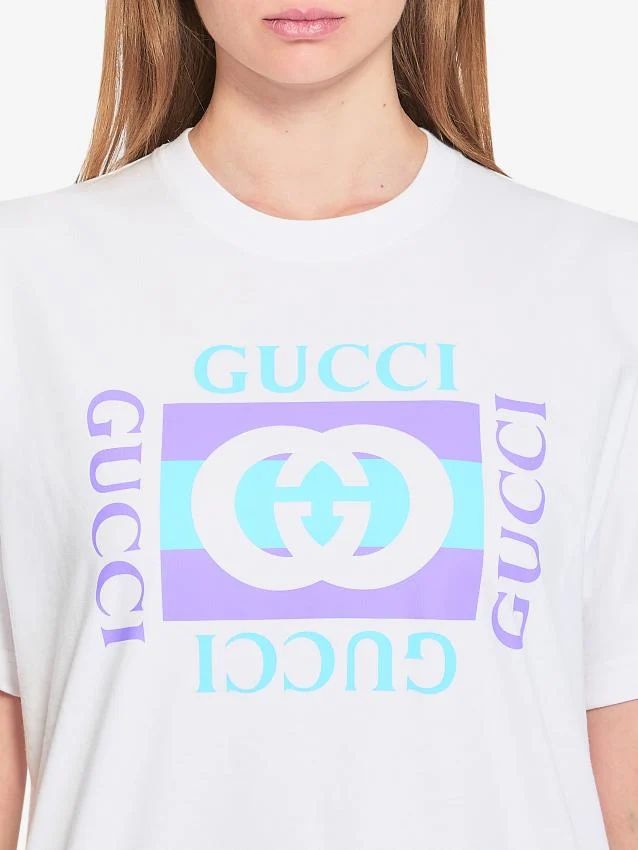 GUCCI Cotton T-Shirt with Print - Women's - Size S