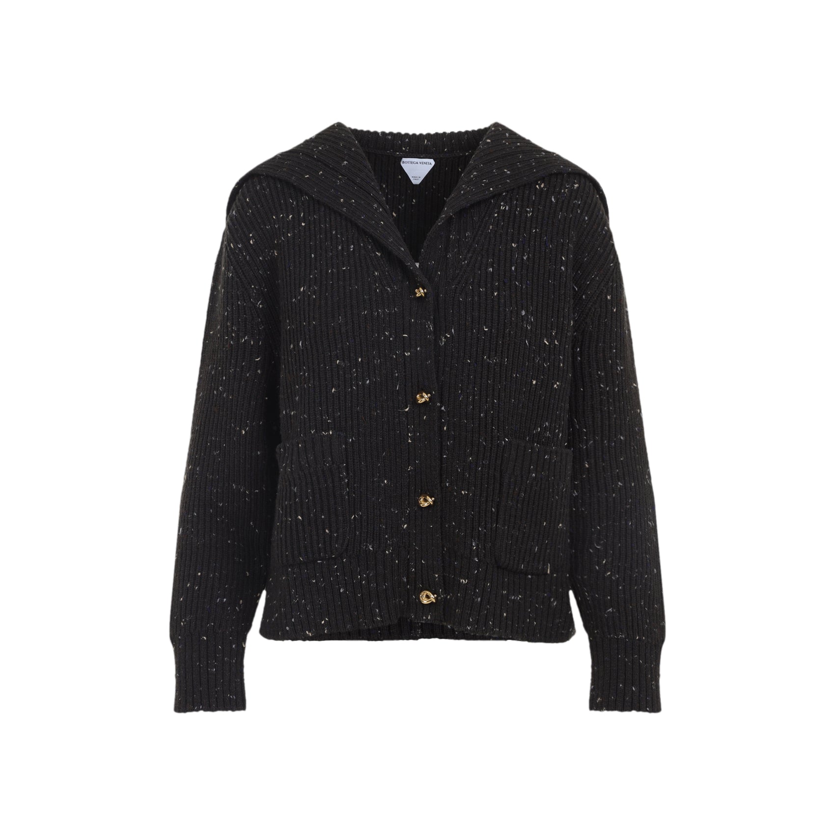 BOTTEGA VENETA Wool Cardigan with Heather Effect and Pockets